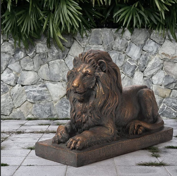 楽天市場】ライイング 横たわっている守護ライオン像 ブロンズ風彫像