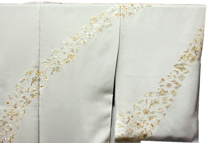 楽天市場】訪問着 手刺繍 正絹 豪華 フォーマル 宝尽くし ライトグレー