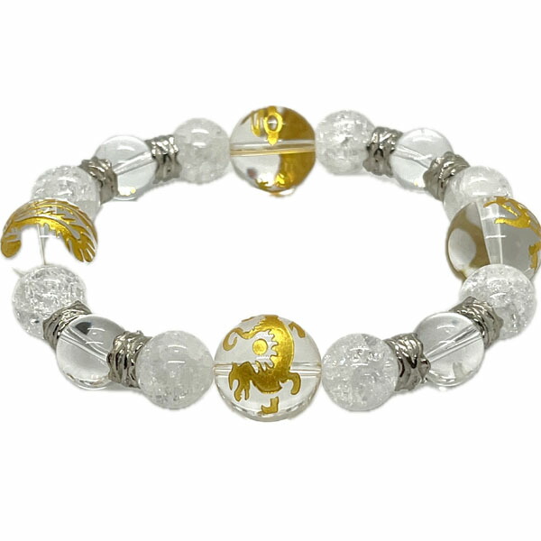 楽天市場】風水四神獣ブレスレット水晶(金彫り)クラッシュレインボー
