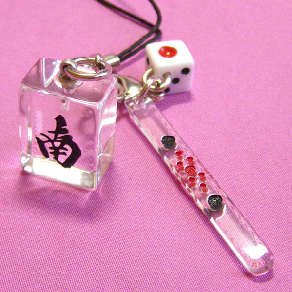 楽天市場】サイコロ付き透明雀パイ＆点棒ストラップ ネコポス便なら