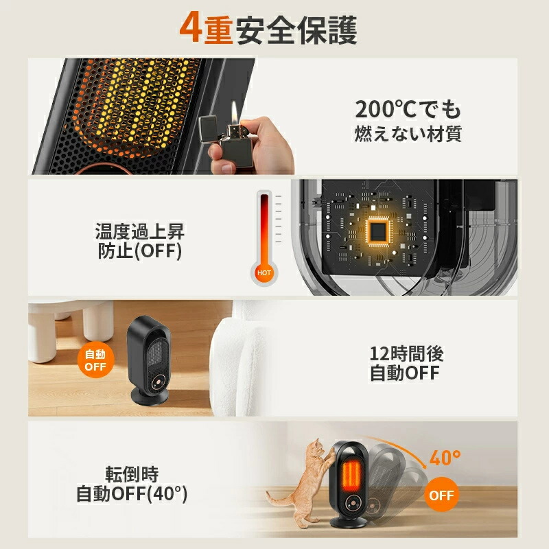 楽天市場】ファンヒーター セラミックヒーター 1200W 2秒速暖 省エネ