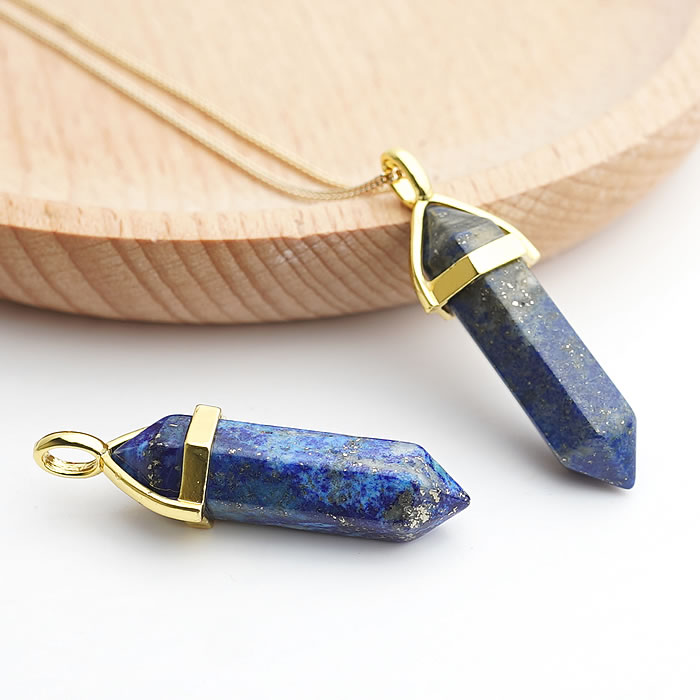 楽天市場】【ゴールドカラー】ラピスラズリ 両剣ポイント ペンダント