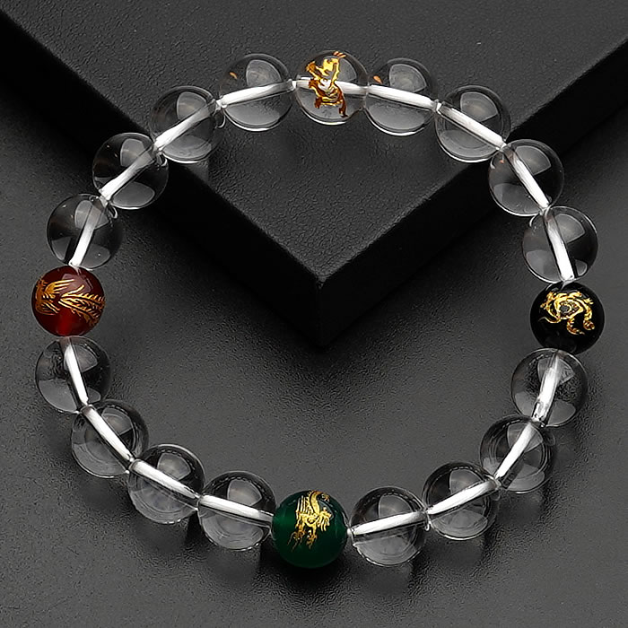 楽天市場】ミックスカラー四神獣 天然水晶AAA 四神相応 ブレス 風水