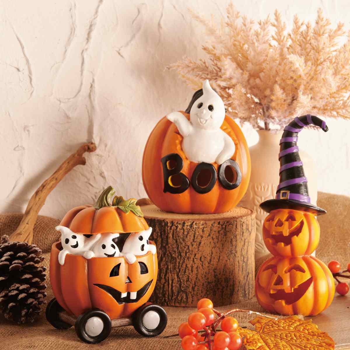 楽天市場】パンプキンオブジェゴースト 1個「BOO」の文字のある