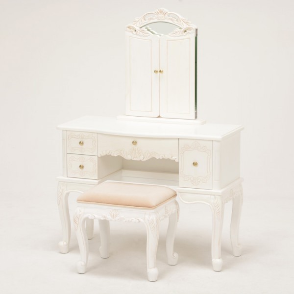 ホワイト ドレッサー 3段引き出し付き 楽天市場】ドレッサー 三面鏡