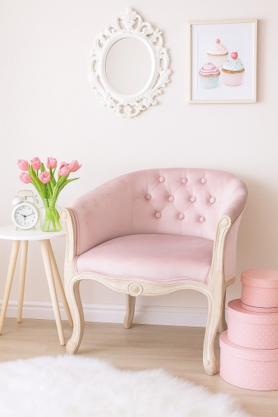 楽天市場】アームチェア 一人掛けチェア アームソファ ベロア ピンク