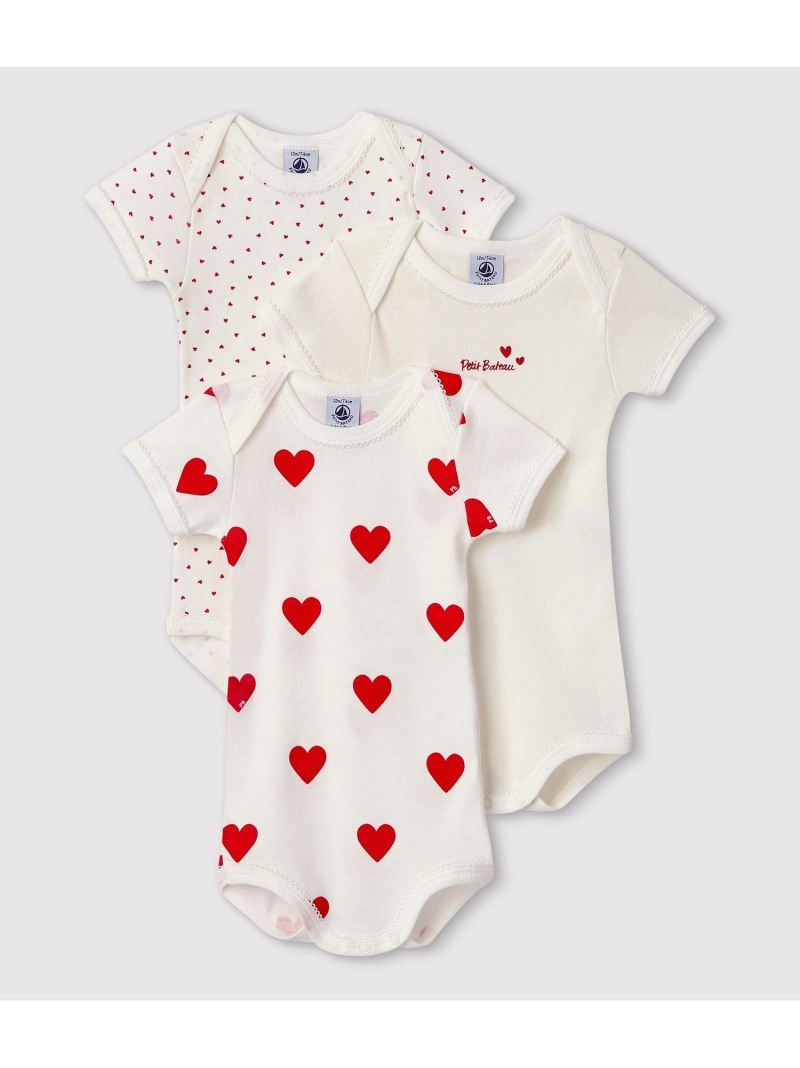 楽天市場】PETIT BATEAU ハートプリント半袖ボディ3枚組 プチバトー