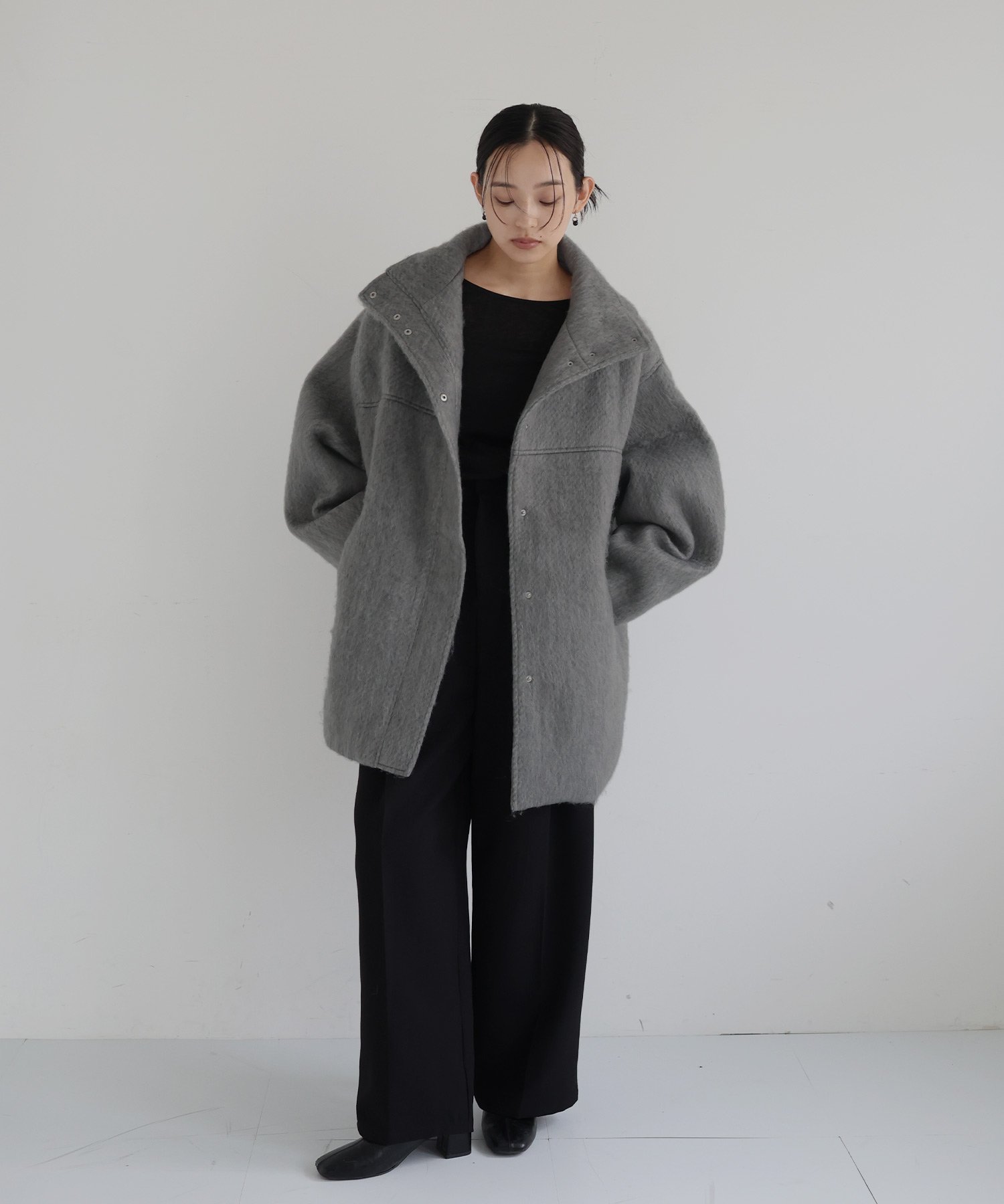 hellam｜シャギースタンドカラーコート | Rakuten Fashion(楽天