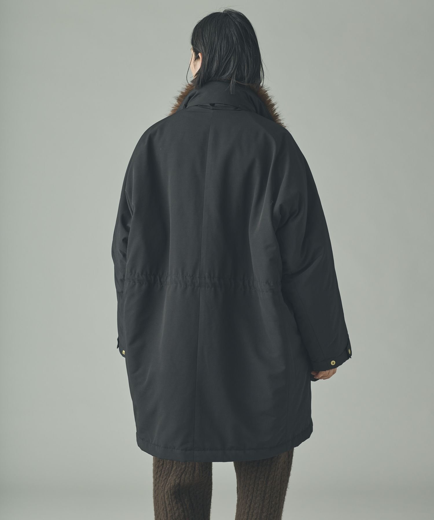 カレンソロジー　&RC スウェーディッシュモッズコート　ブラック Curensology(カレンソロジー)｜〈&RC〉フェイクファーエリツキスウェー