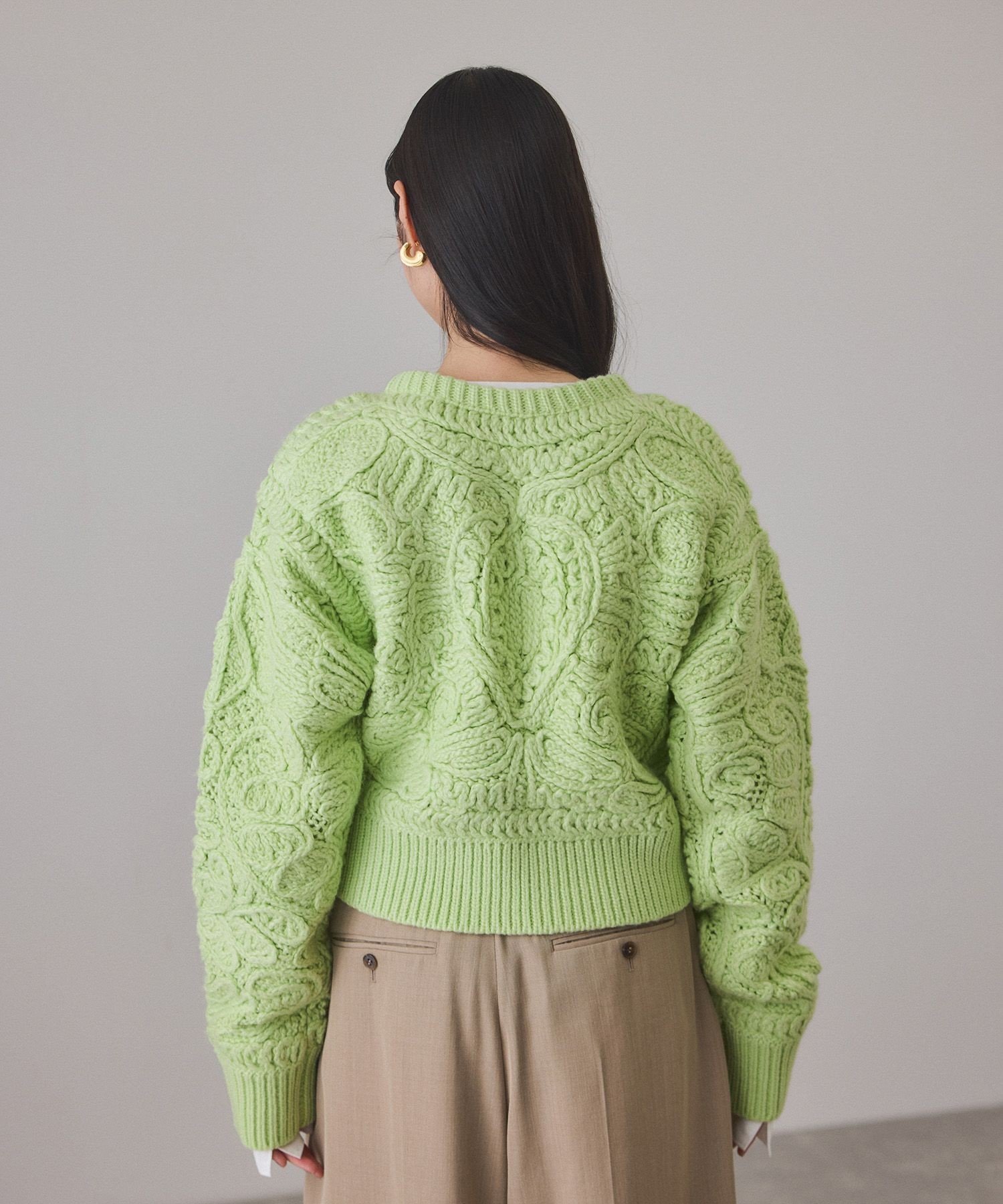 ADAM ET ROPE'｜コードレースパターンニットカーディガン | Rakuten