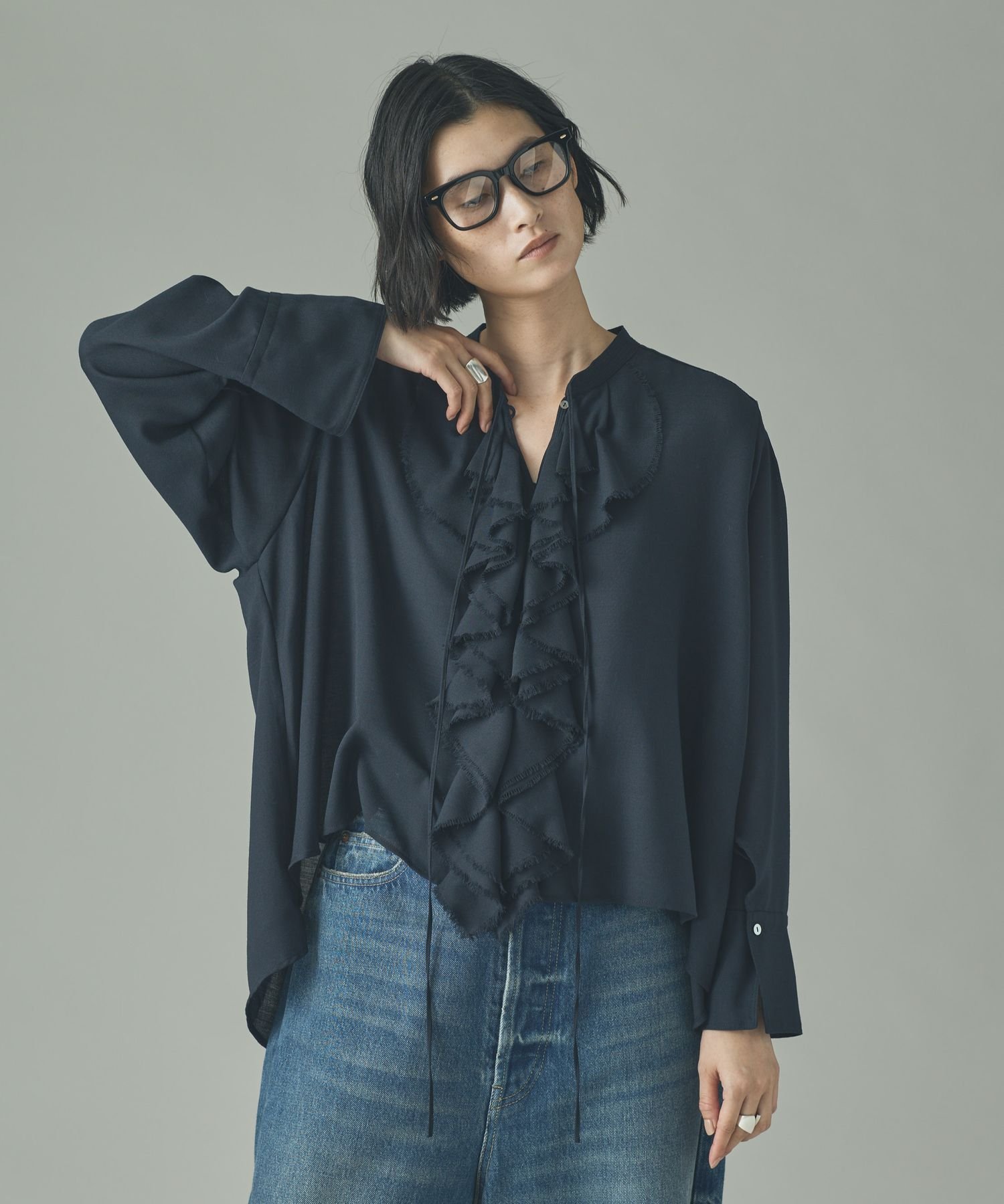 Curensology｜ウールMIXビエラフリルブラウス | Rakuten Fashion(楽天