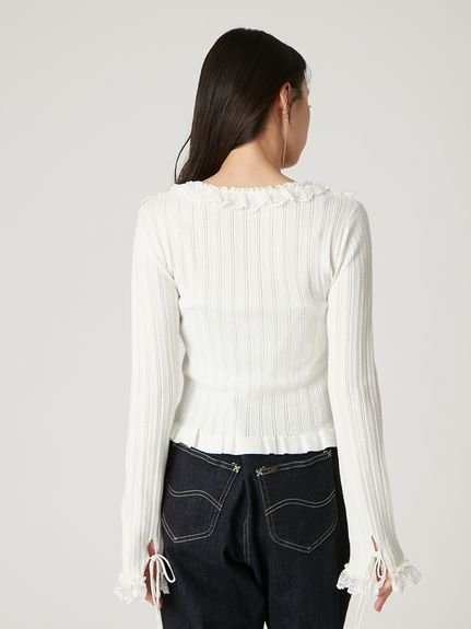 FRAY I.D｜フリルレースコンビニットカーデ | Rakuten Fashion(楽天