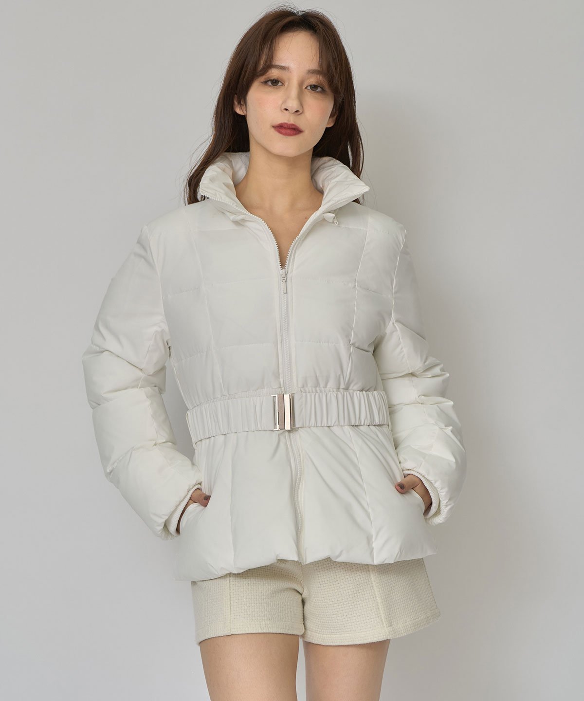 REDYAZEL｜ベルトデザインキルティングファイバーダウンジャケット