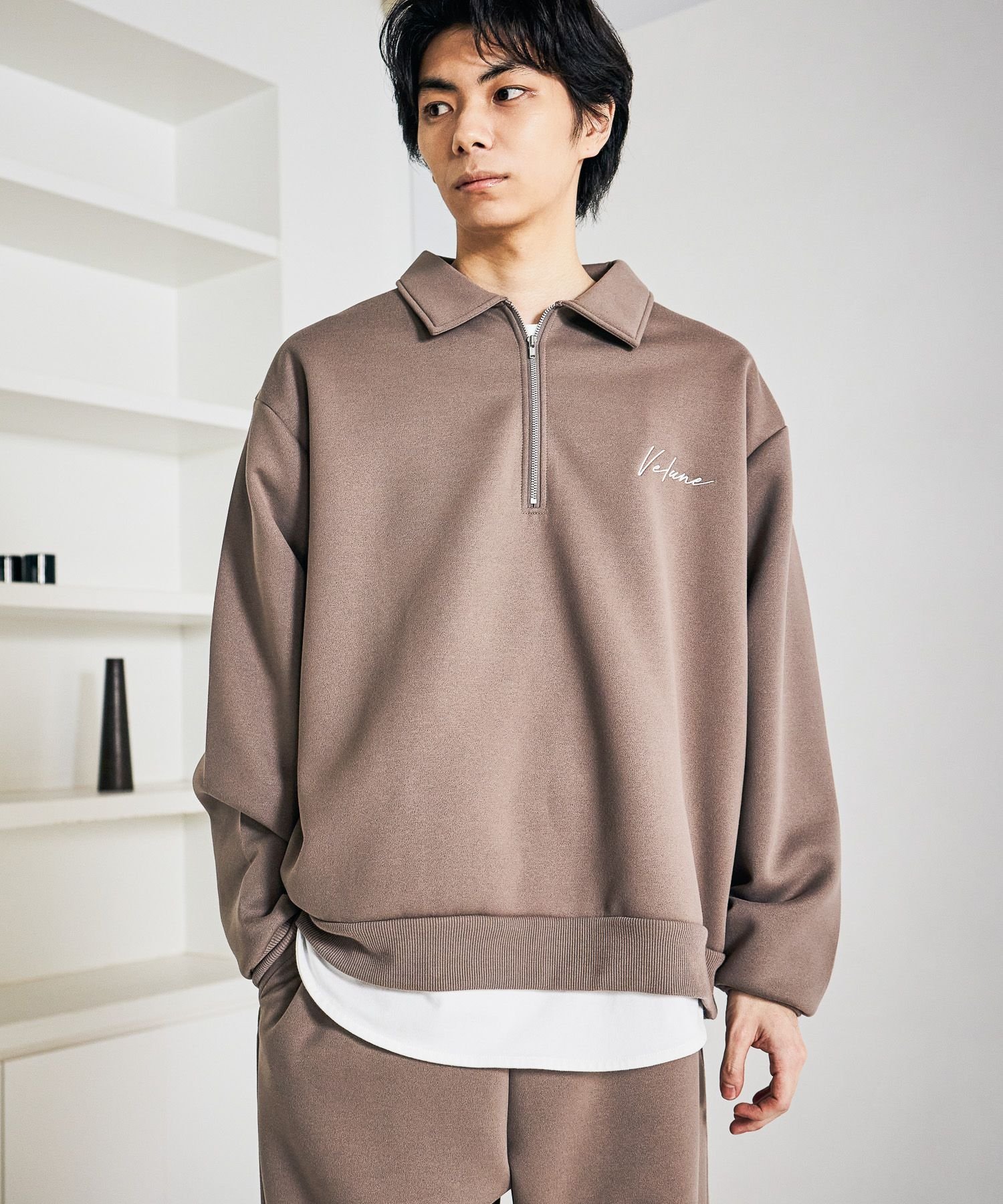 LAKOLE｜【セットアップ可】マットスエードダンボールハーフZIP