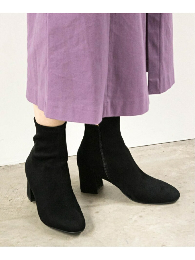 RANDA｜ソフトストレッチチャンキーヒールショートブーツ | Rakuten