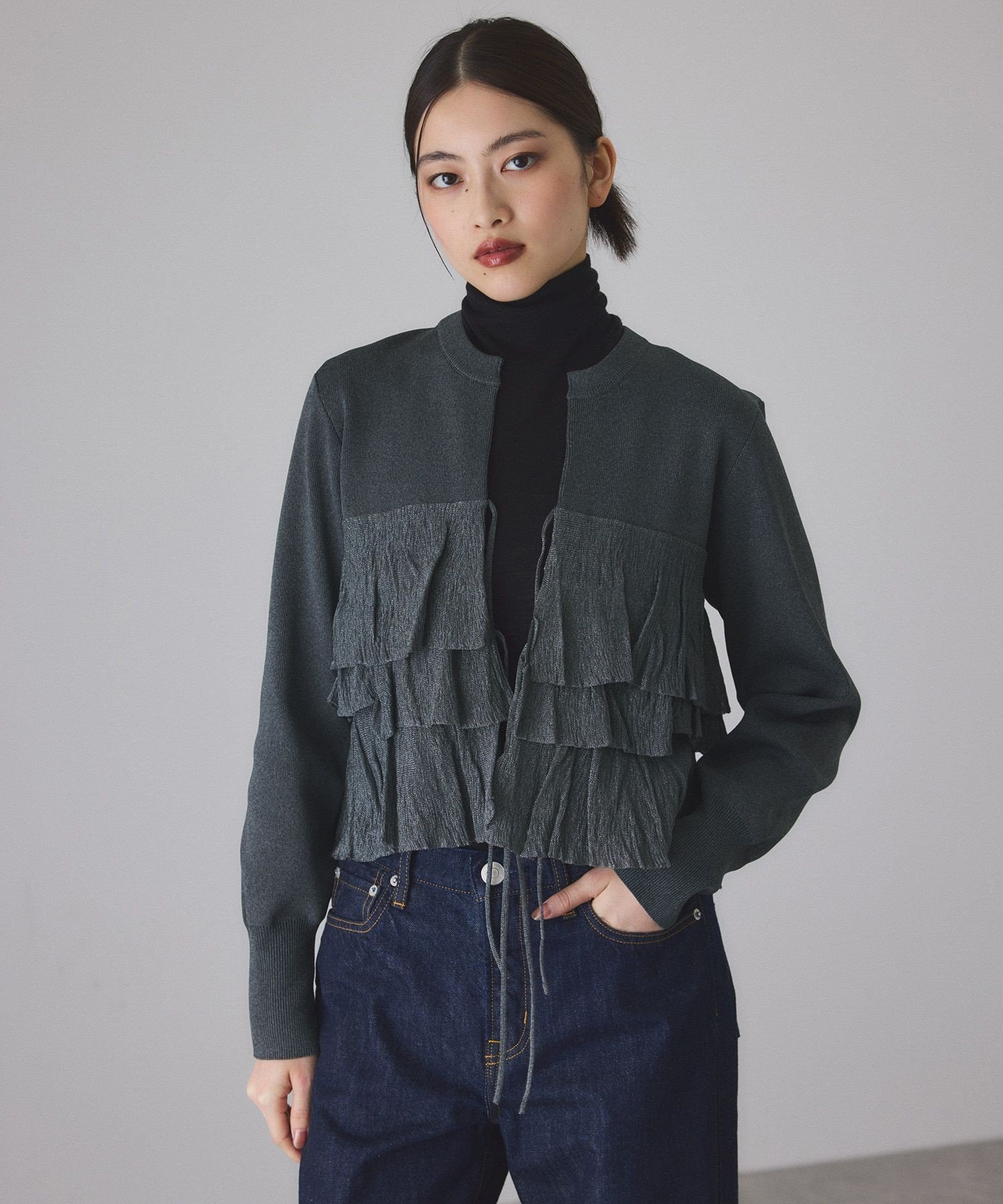 ADAM ET ROPE'｜【サステナブル】フリルカーディガン | Rakuten