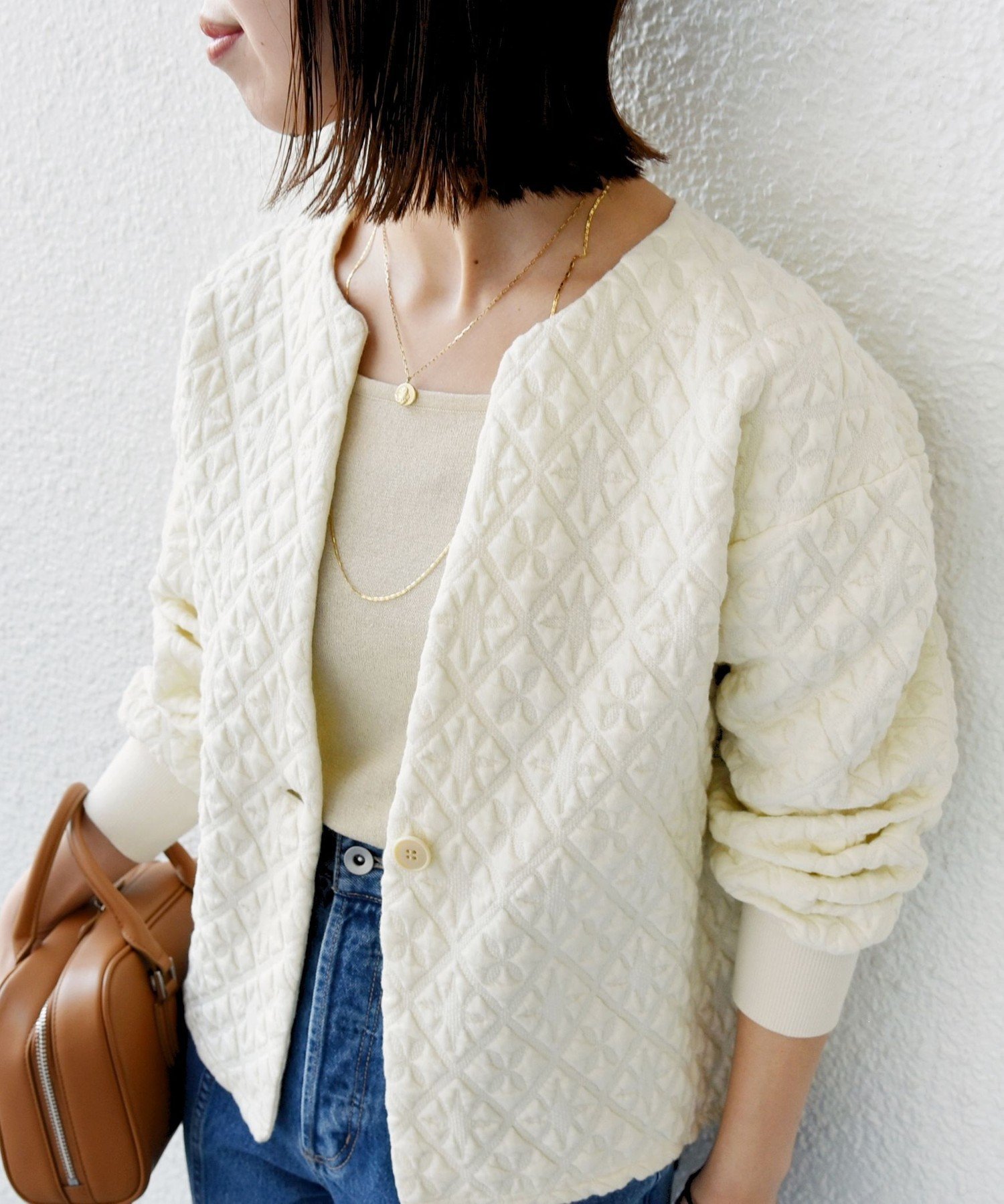 SHIPS キルティング ジャカード カーディガン セール】 【WEB限定】〈手洗い可能〉キルティング ジャカード