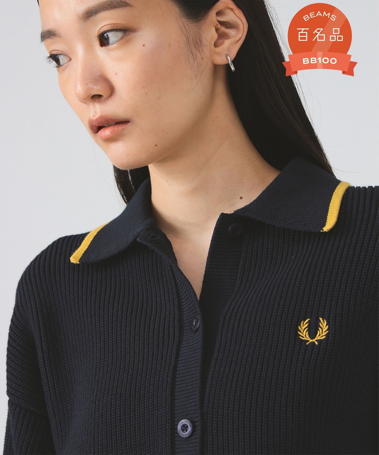 BEAMS WOMEN｜【SALE】【別注】FRED PERRY / Tipped Collar Cardigan