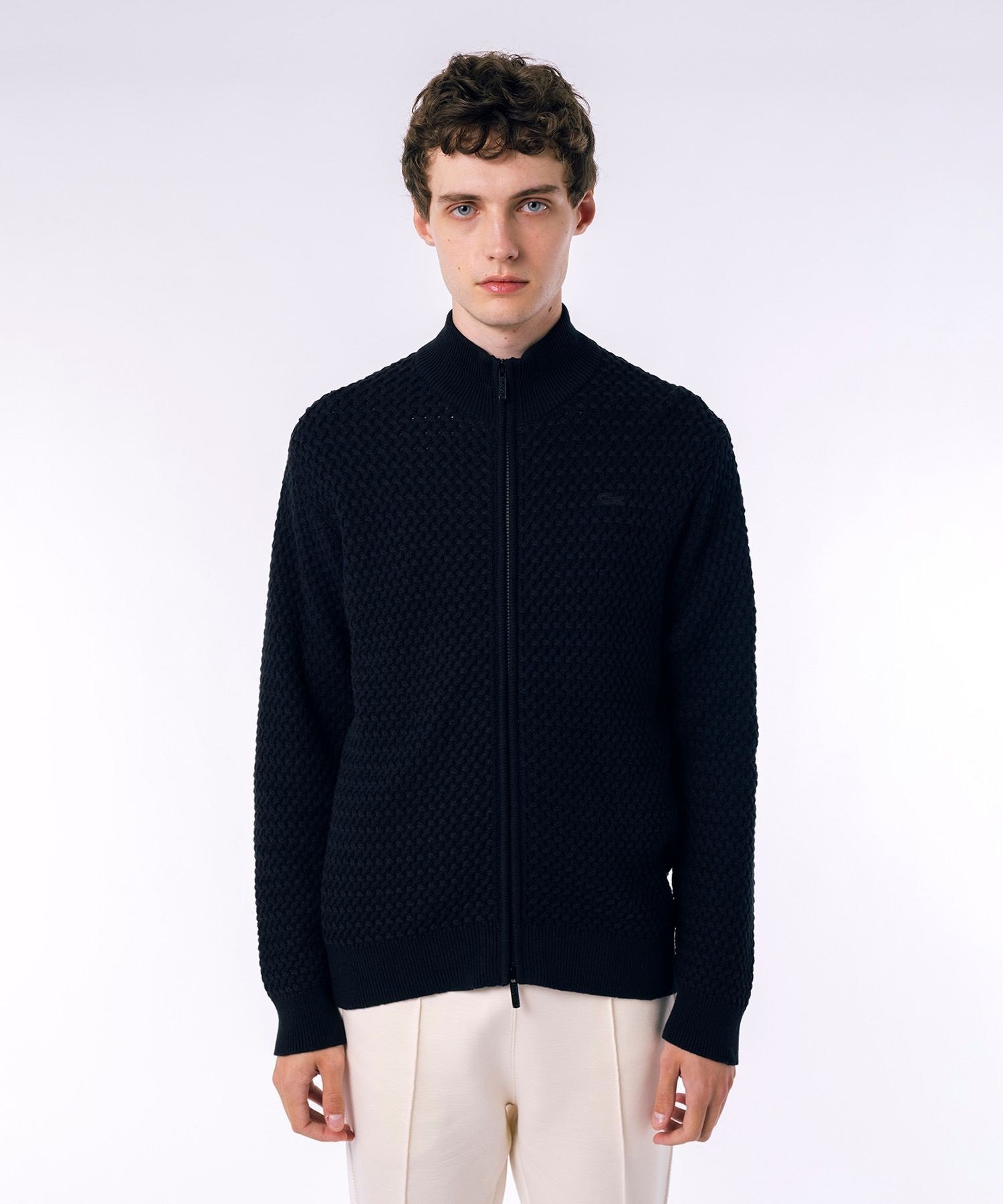 LACOSTE｜バスケットニット ダブルジップ ドライバーズニット