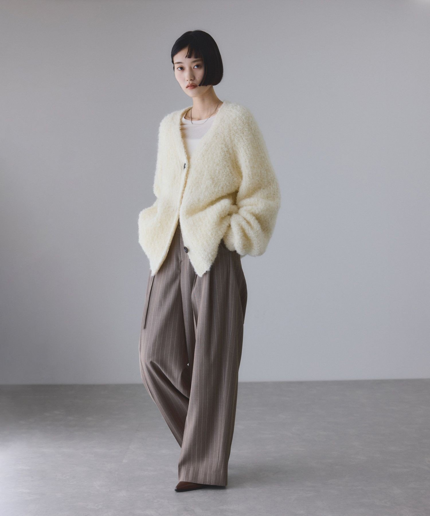 ADAM ET ROPE'｜モヘヤウールニットカーディガンブルゾン | Rakuten