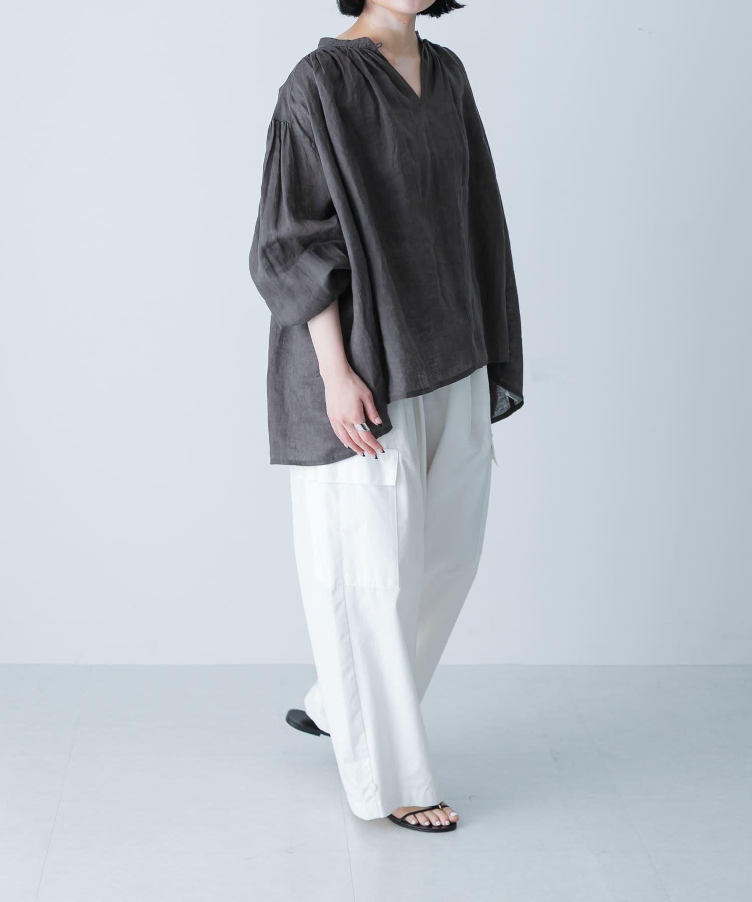 かぐれ｜リネンスモックブラウス | Rakuten Fashion(楽天ファッション