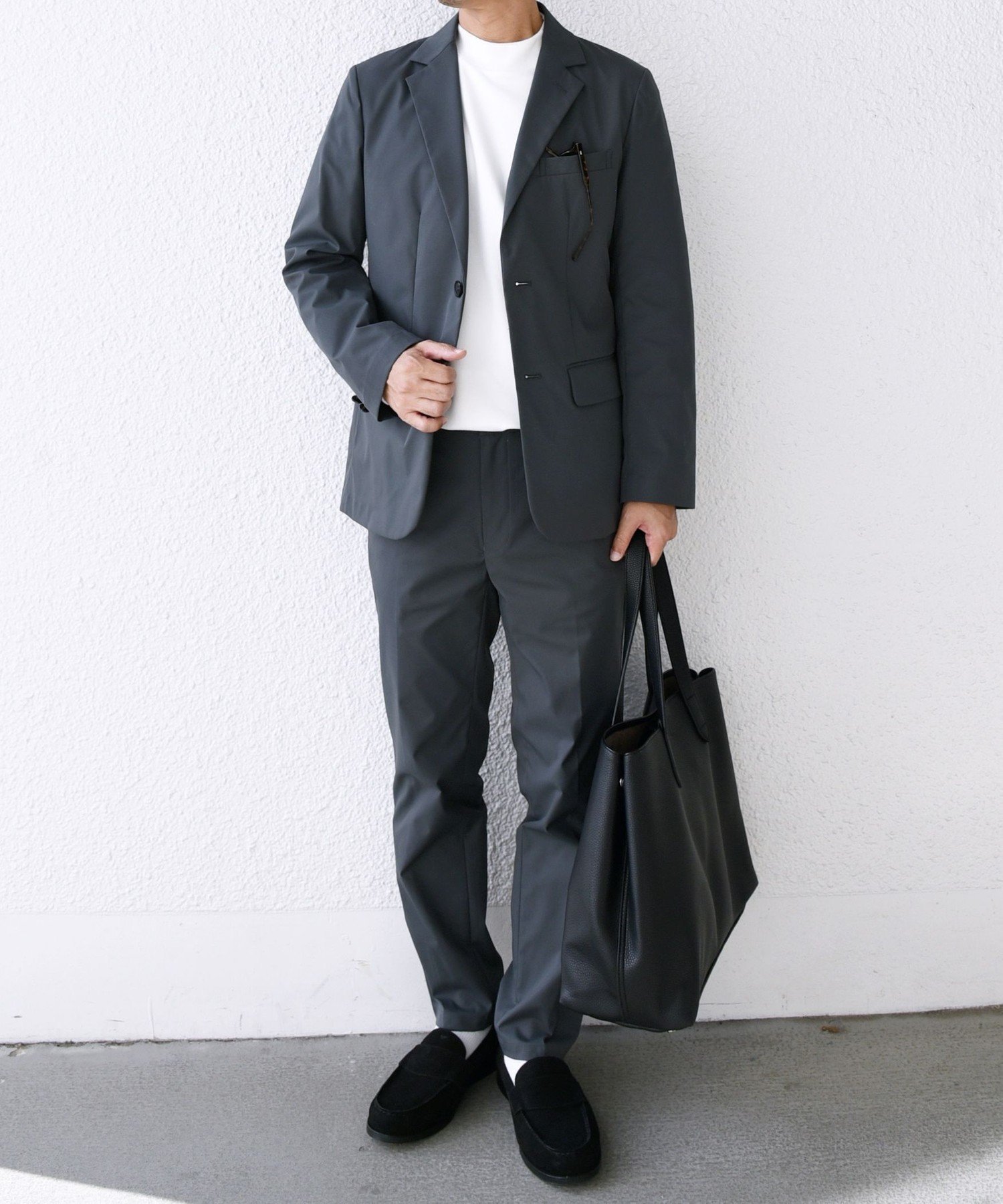 SSZ HOMME 25AW 2nd Delivery ブラックスーツ セット SHIPS any セットアップ any:「洗濯機可能」ウールライク ストレッチ