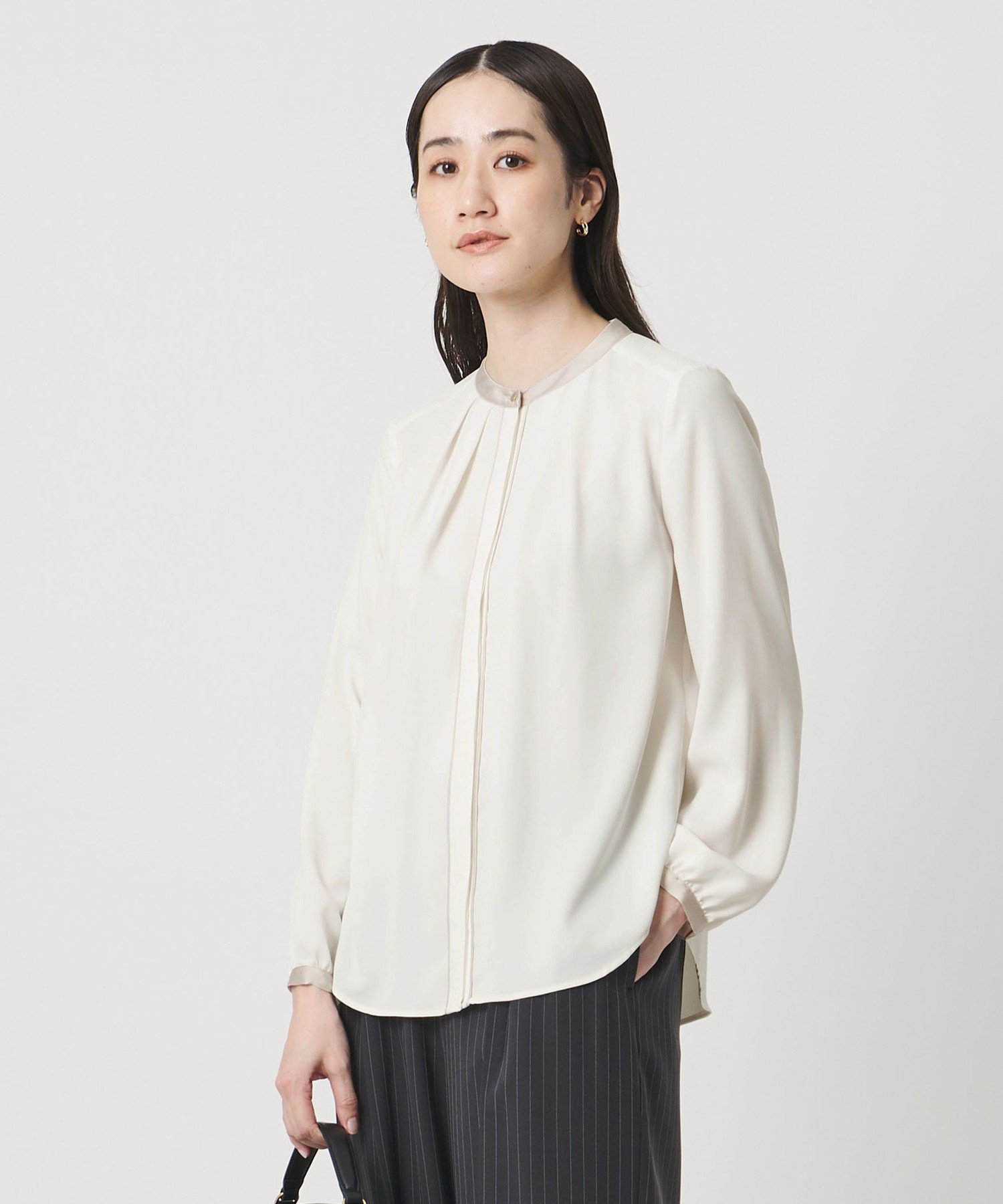 UNITED ARROWS｜バイカラー パイピング ブラウス -ウォッシャブル