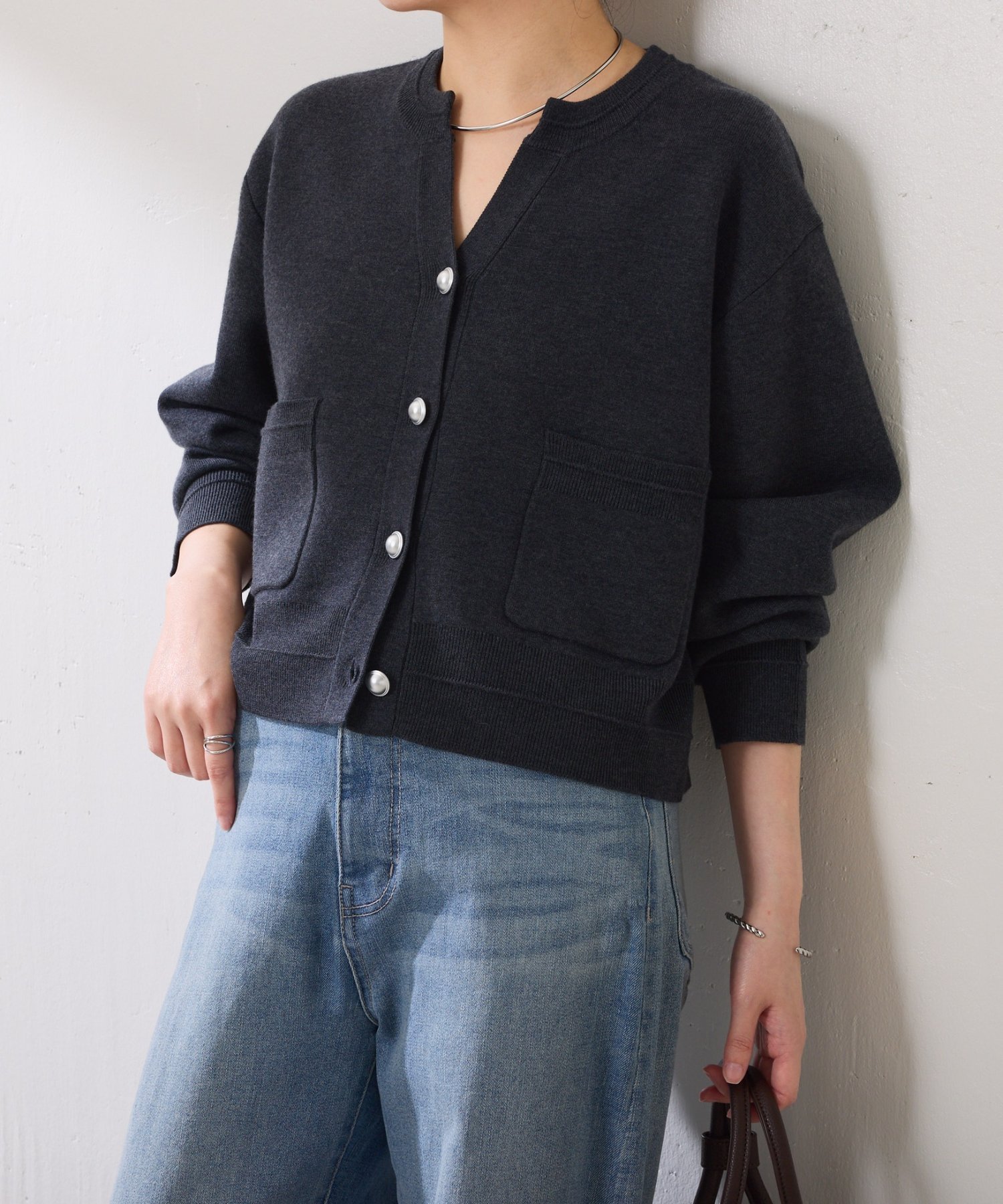 COLLAGE GALLARDAGALANTE｜スキッパースウェットライクカーディガン