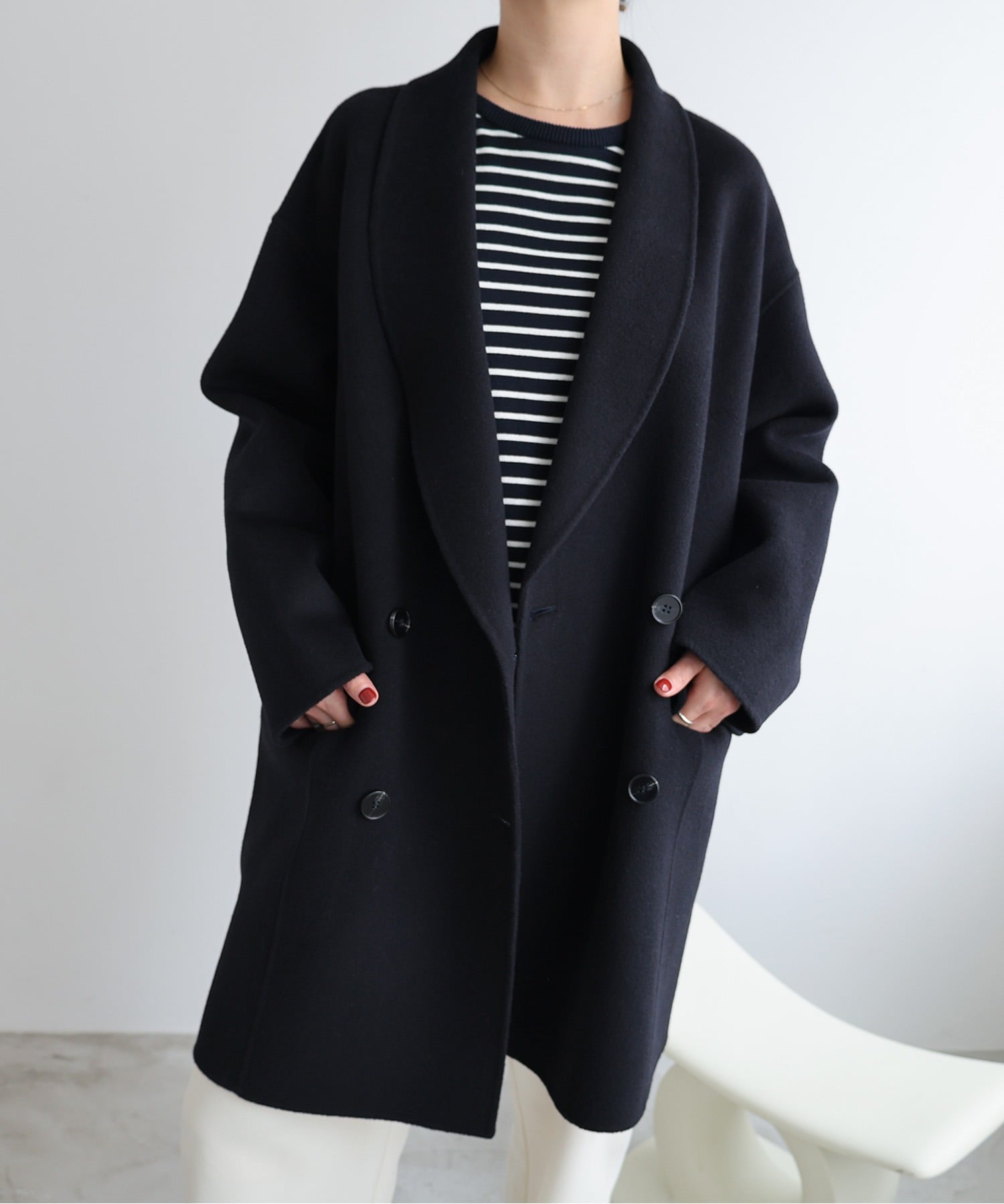 andme｜リバー ダブルコート evernavy エバーネイビー | Rakuten