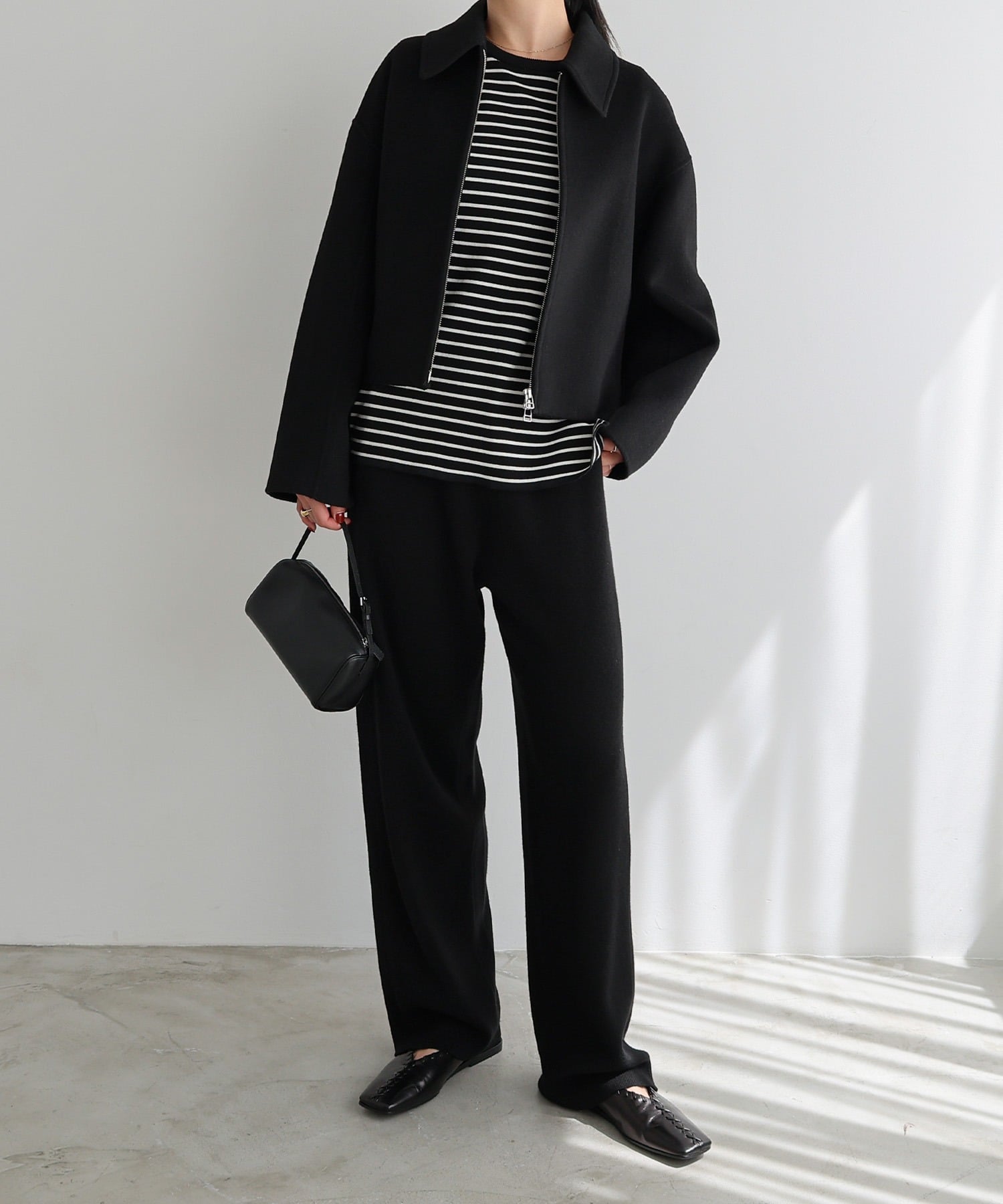 andme｜リバー ジップ ショート コート evernavy エバーネイビー