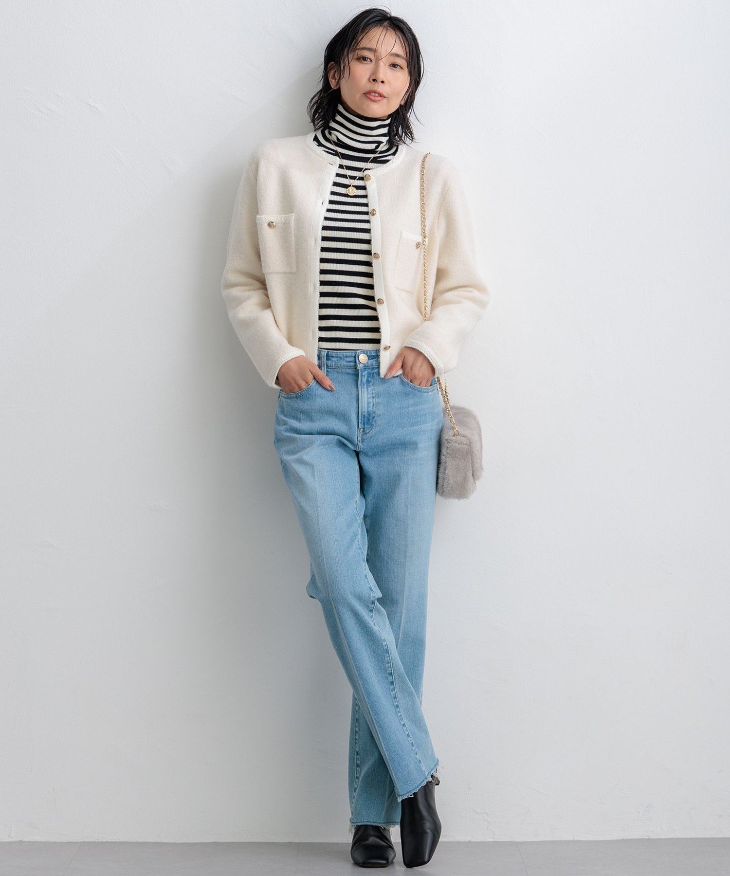 23区｜【洗える】ミニブークレニット カーディガン | Rakuten Fashion