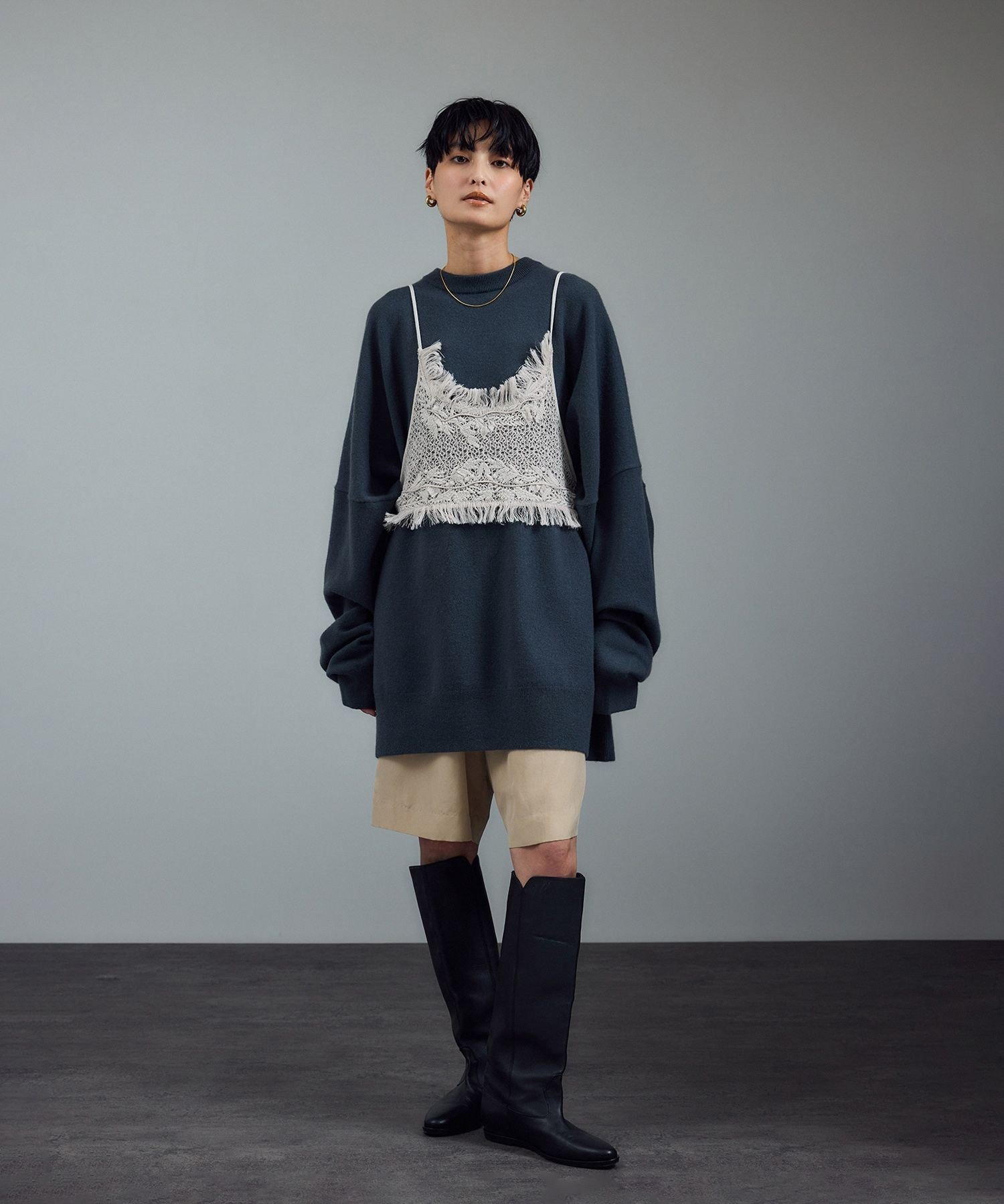 SALON adam et rope'｜レースシアーキャミソール[セットアップ対応