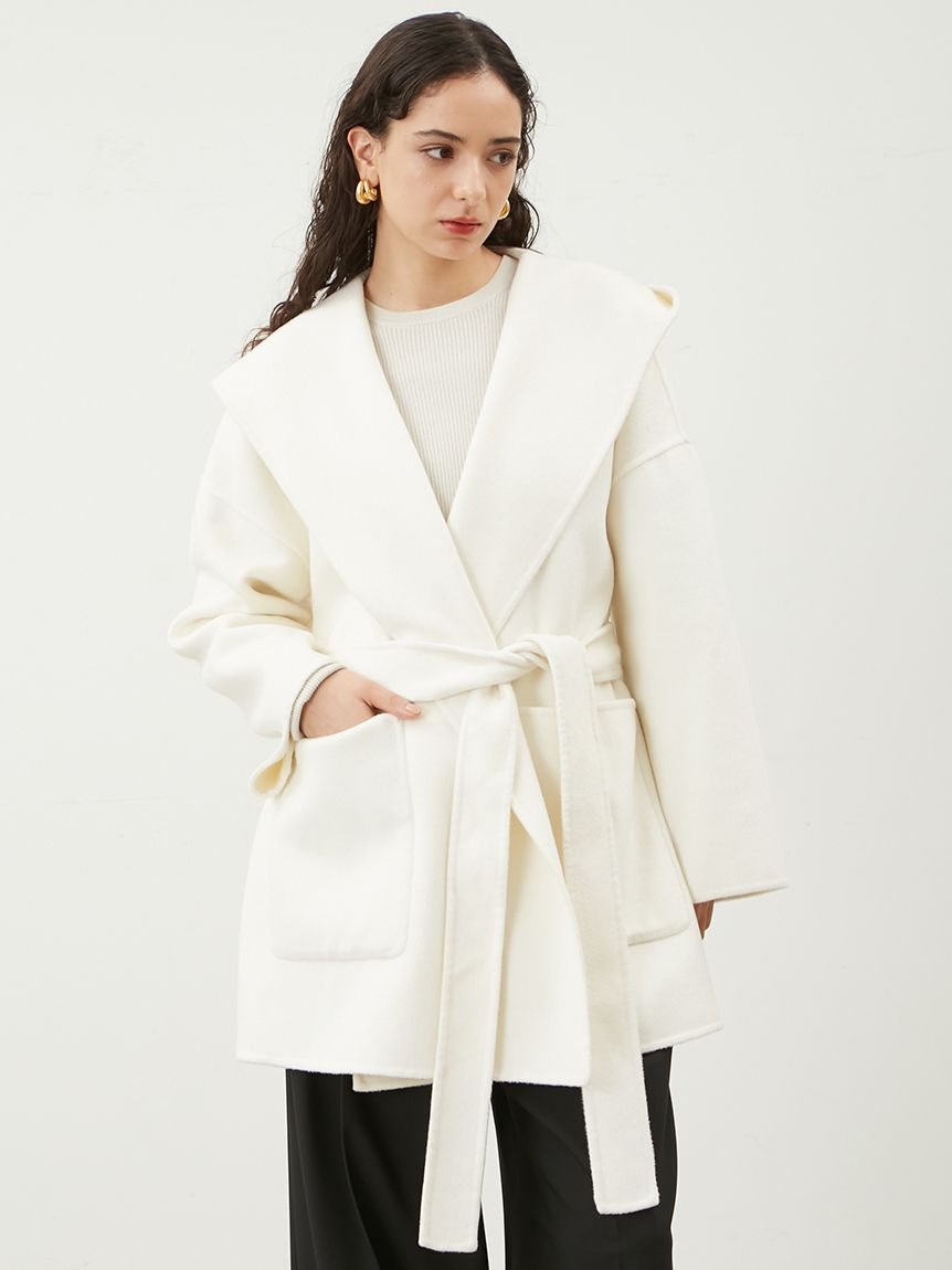 SALE／50%OFF】Mila Owen 共布ベルト付ハーフ丈フードリバーコート