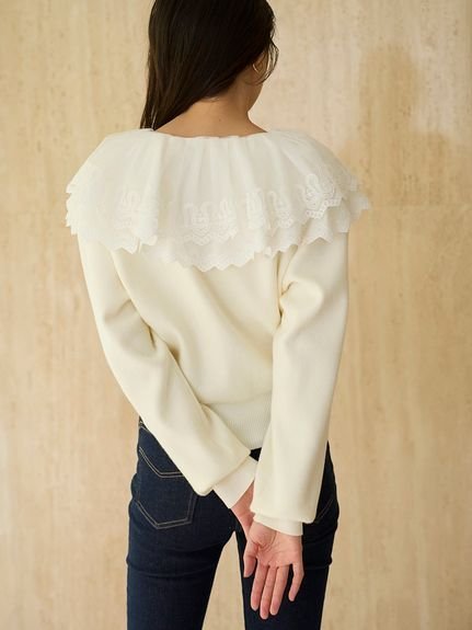 SNIDEL｜レースカラーニットプルオーバー | Rakuten Fashion(楽天