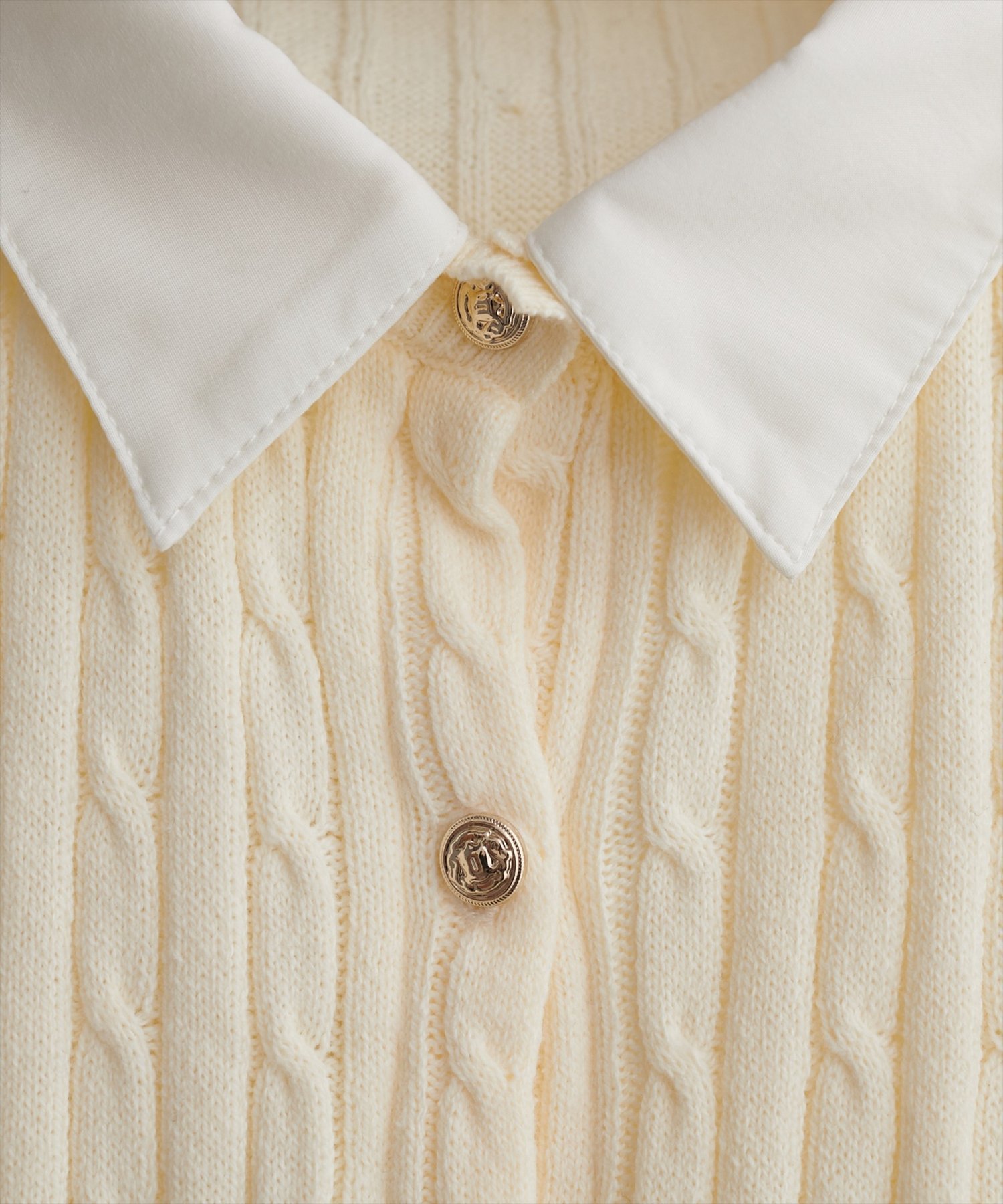 natural couture｜レイヤード風衿付きケーブルカーディガン | Rakuten