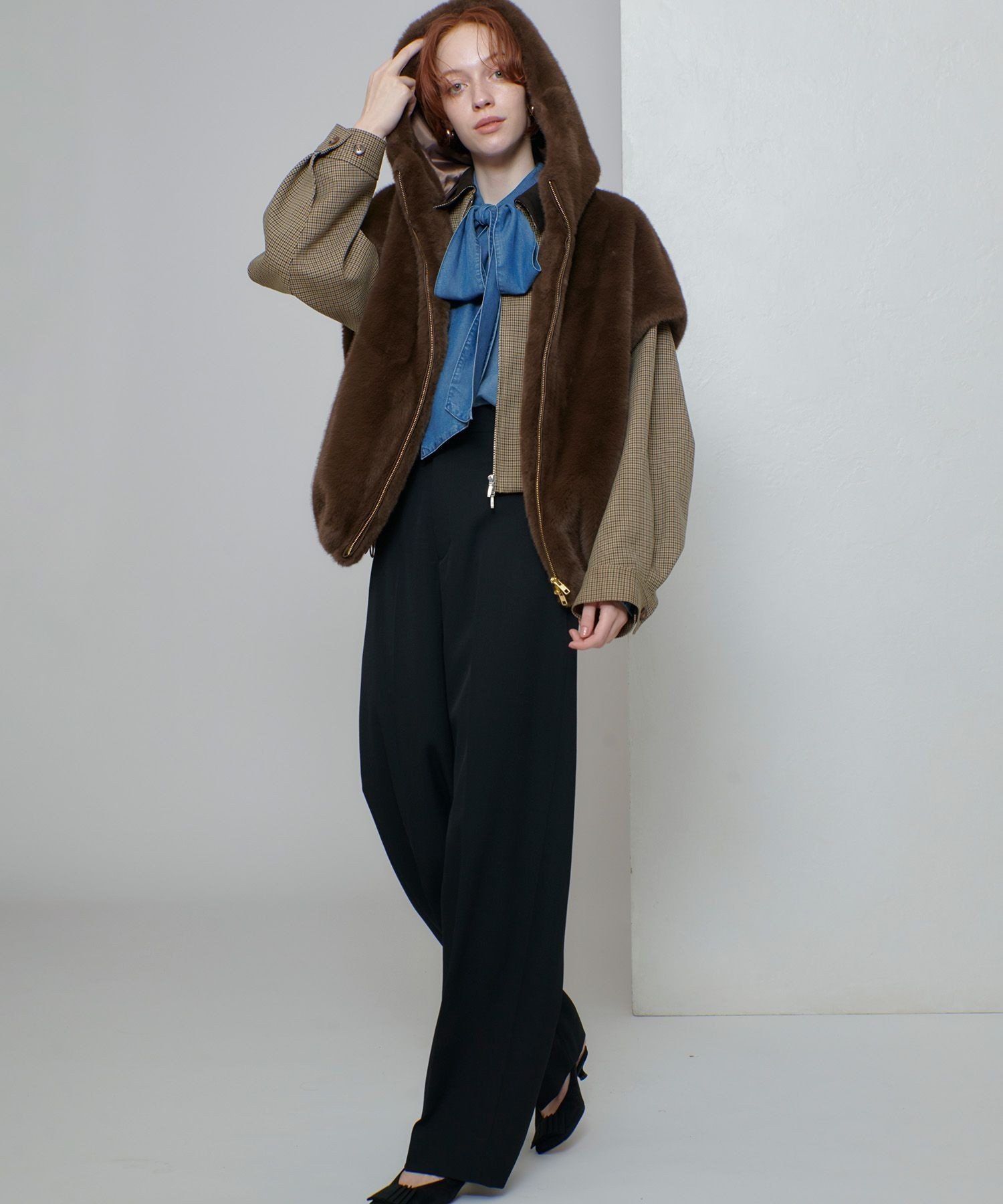 allureville｜フェイクミンクファーフーディーブルゾン | Rakuten