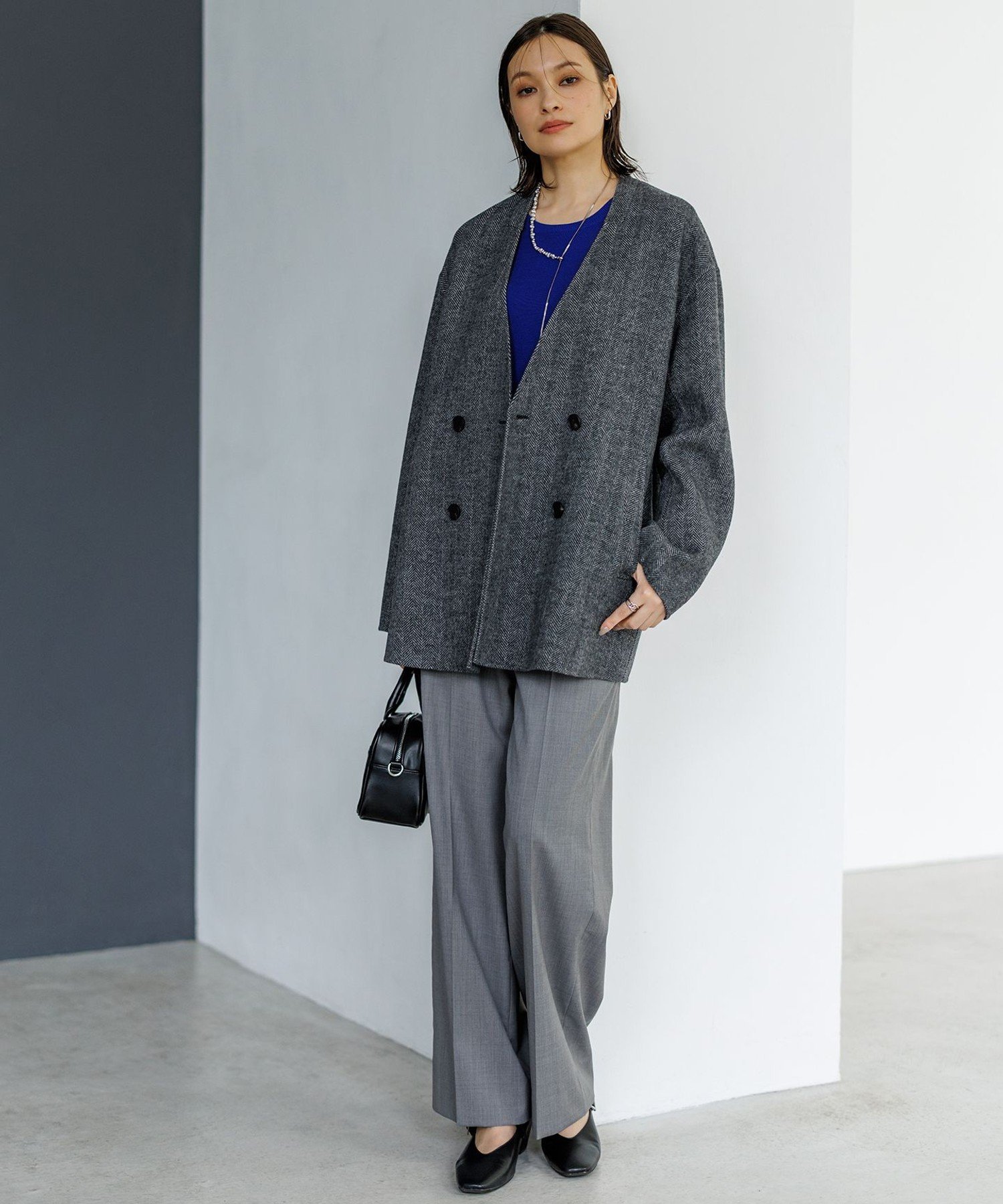 ICB｜WoolRever ノーカラーショートコート | Rakuten Fashion(楽天