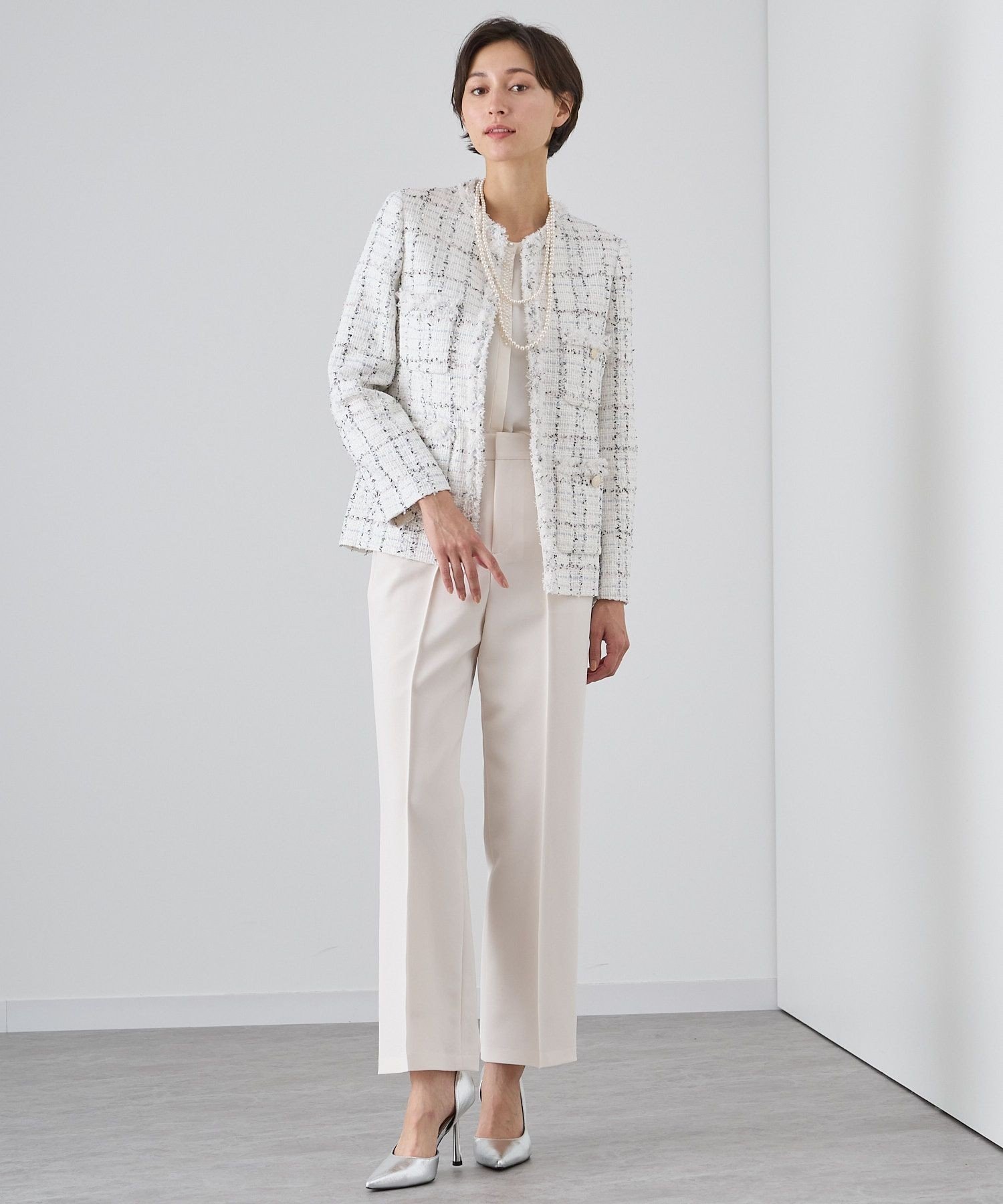 ANAYI｜【Eternal Line 2024】ミックスツイードロングノーカラー