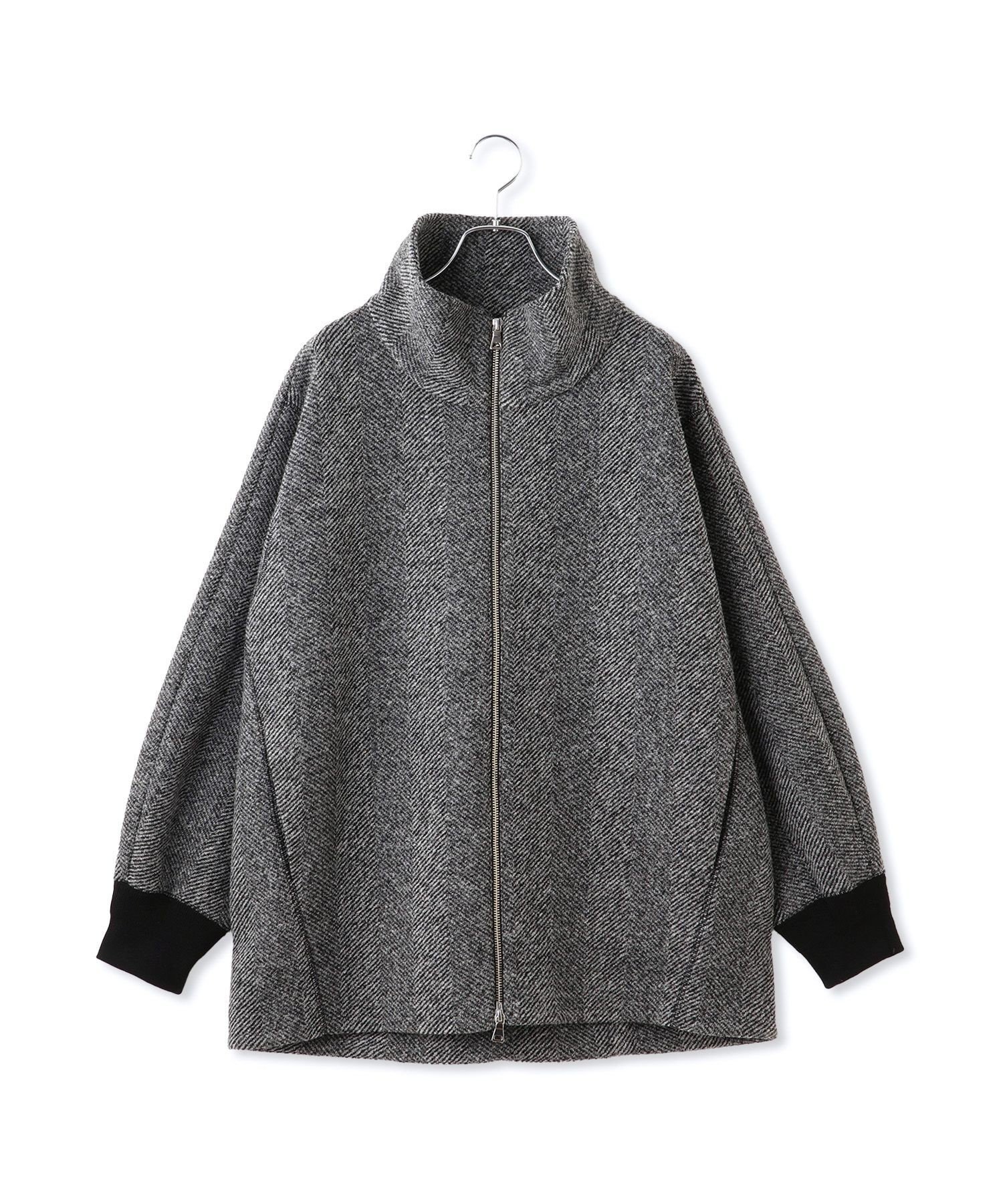 ADAM ET ROPE'｜ヘリンボンツイードボンディングコーディガン