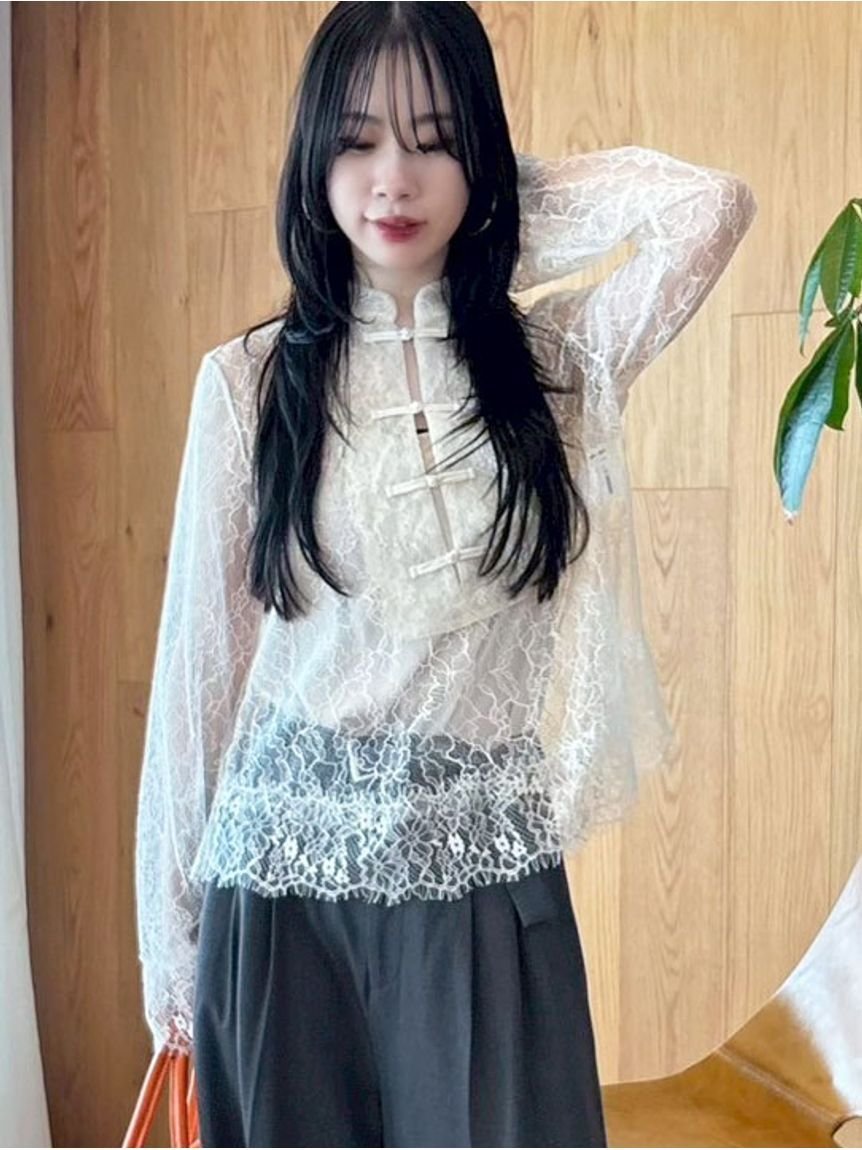LILY BROWN｜レースチャイナブラウス | Rakuten Fashion(楽天