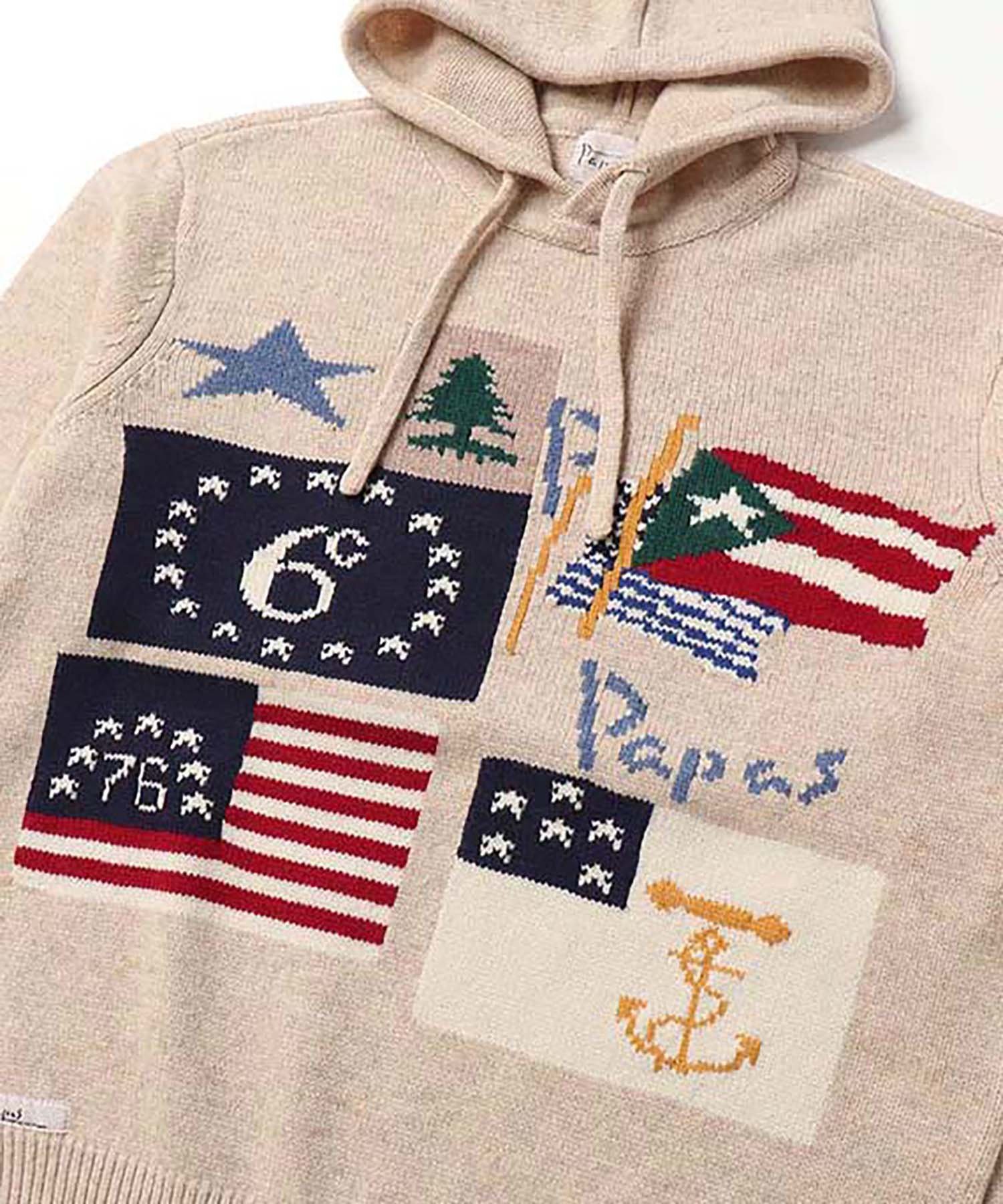 Papas｜多色インターシャ7Gニットパーカー【国旗・旗】 | Rakuten