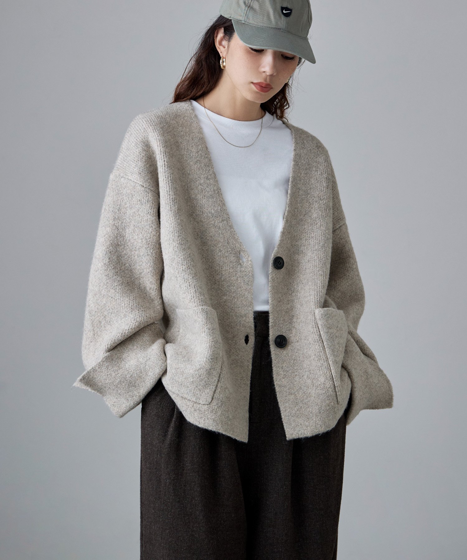 bflat｜ヤクタッチワイドスリーブニットカーディガン | Rakuten