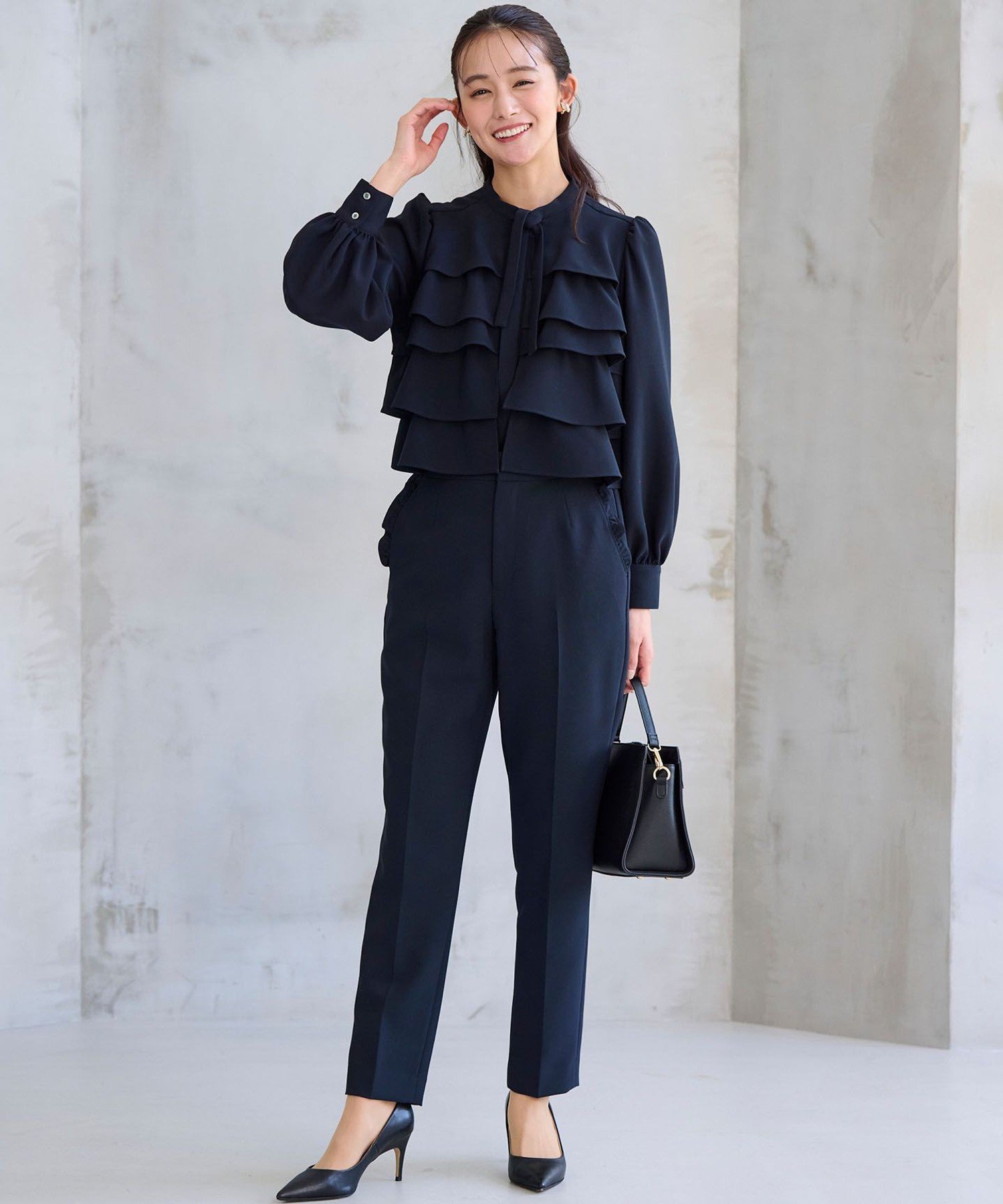 組曲｜【KUMIKYOKU NAVY】コンフォータブルドレープ フリルブラウス