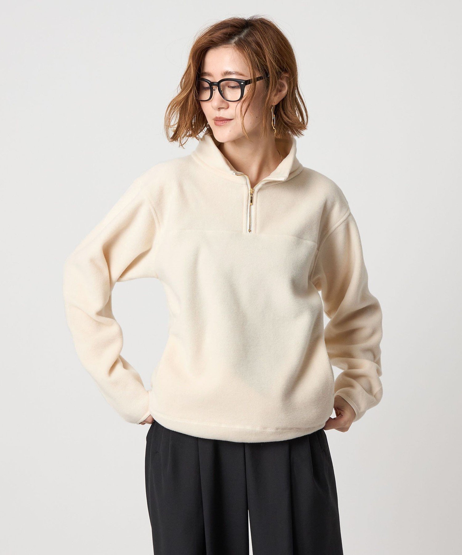 conte フリースジッププルオーバー☆ホワイト今季 conte フリース ジップ プルオーバー F オフホワイト｜Yahoo!フリマ