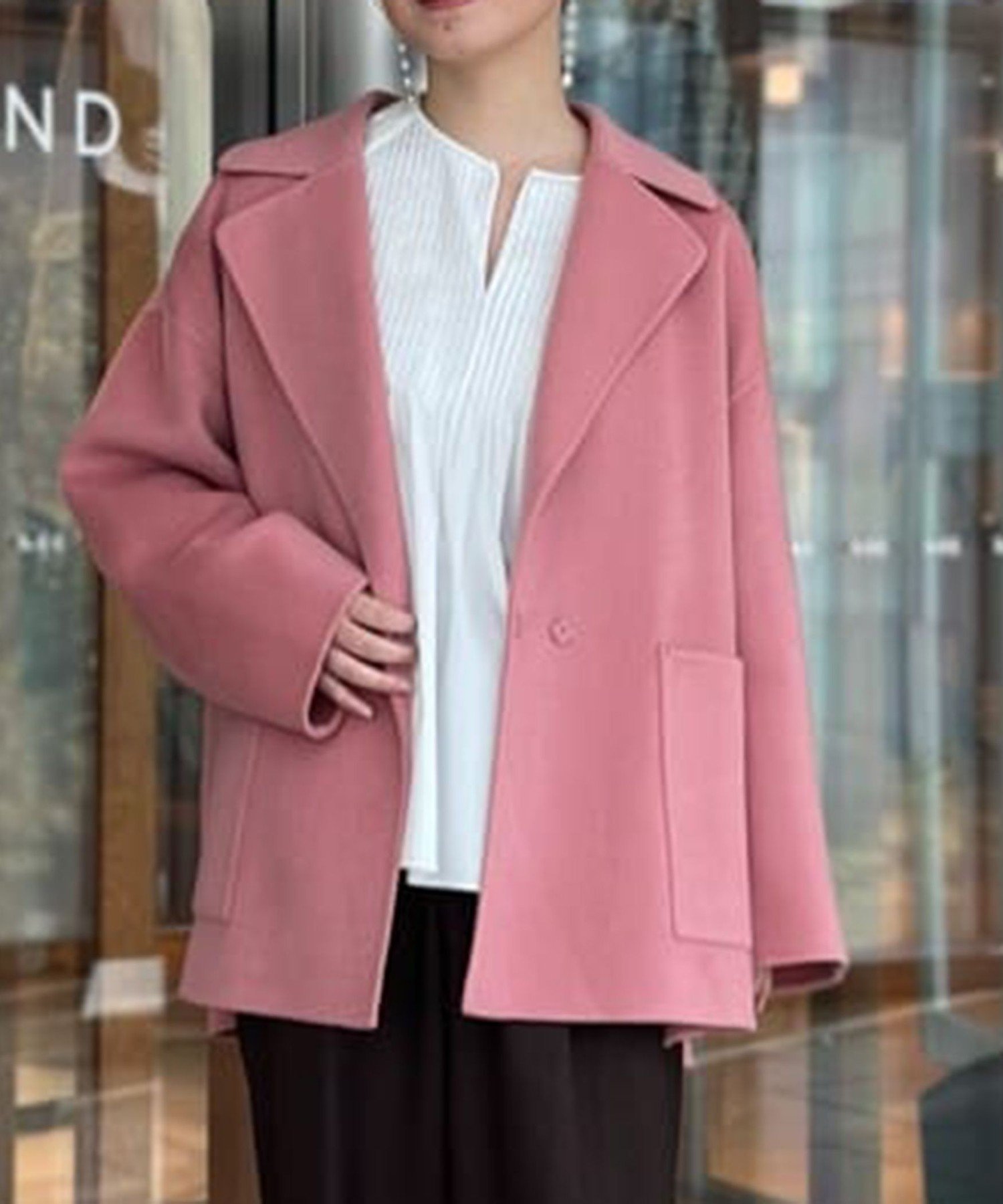 TOMORROWLAND｜プレミアムウールリバー オープンカラーショートコート