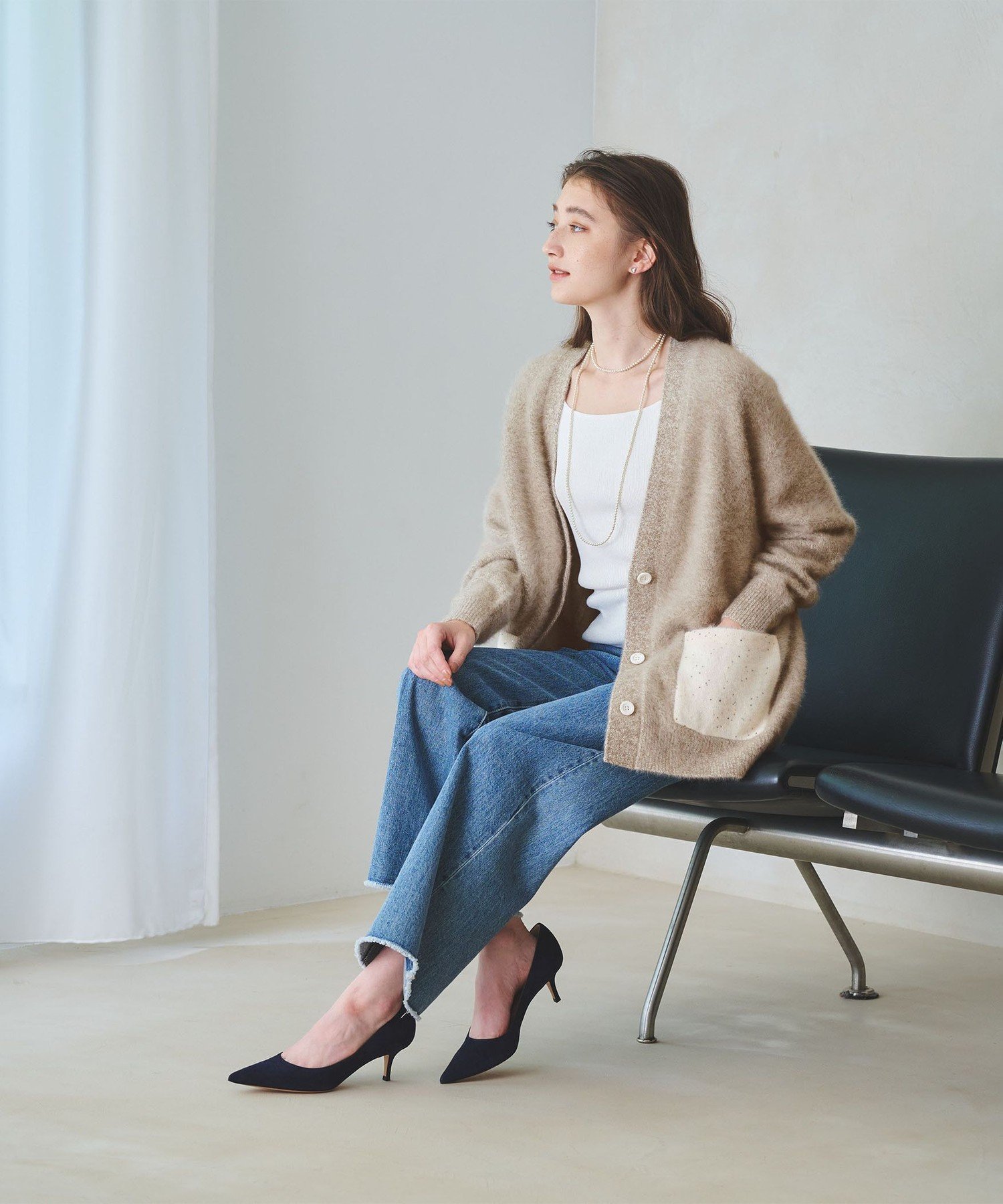 UNITED ARROWS｜フォックスカシミヤ スパンコール ミドル カーディガン