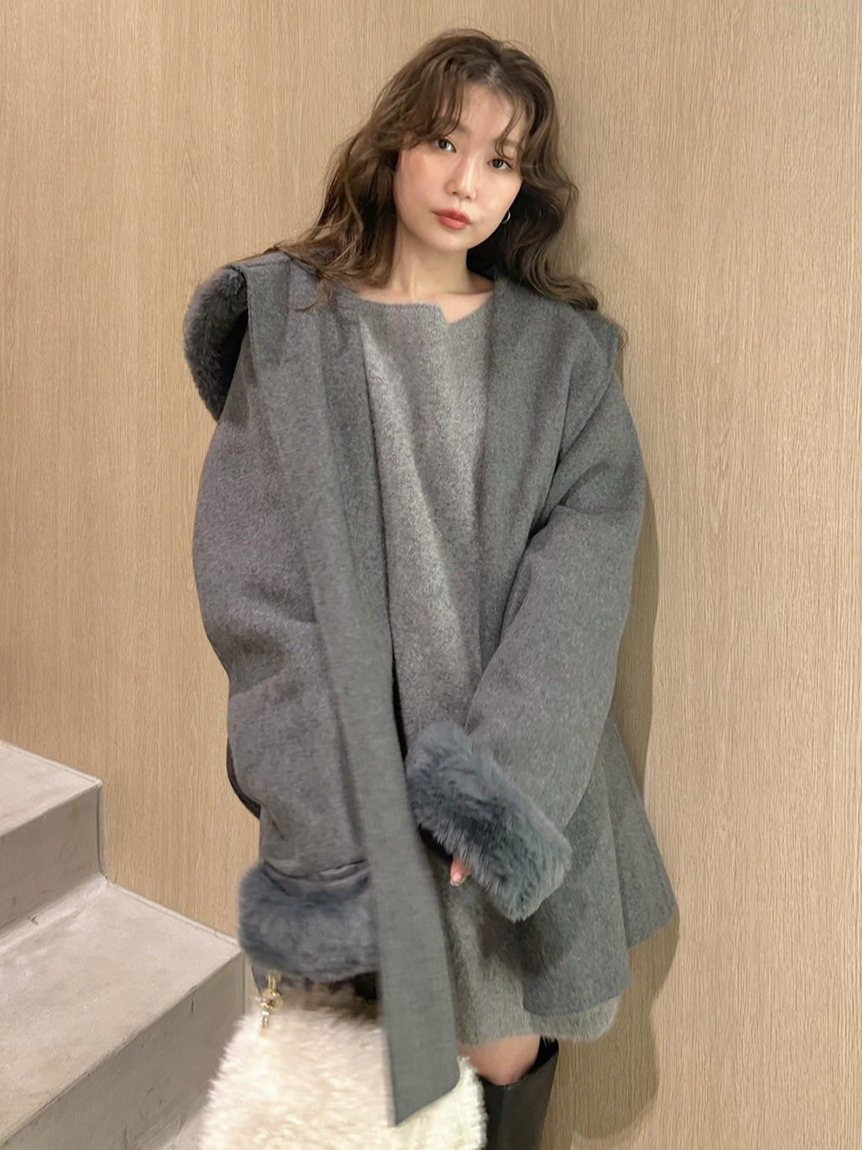 FRAY I.D｜【WEB限定カラー】ファーリバーミドルコート | Rakuten