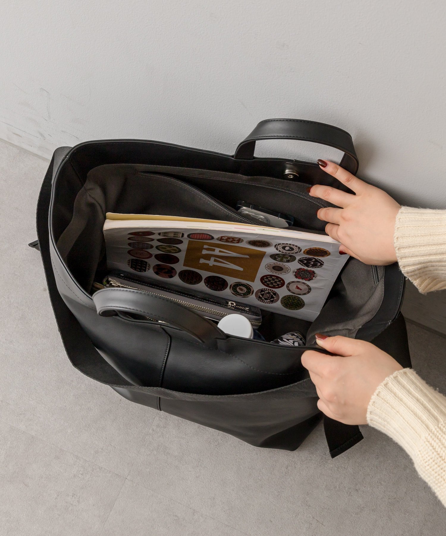 ear PAPILLONNER｜《牛革/A4サイズ対応》ワイドテープトートバッグ L