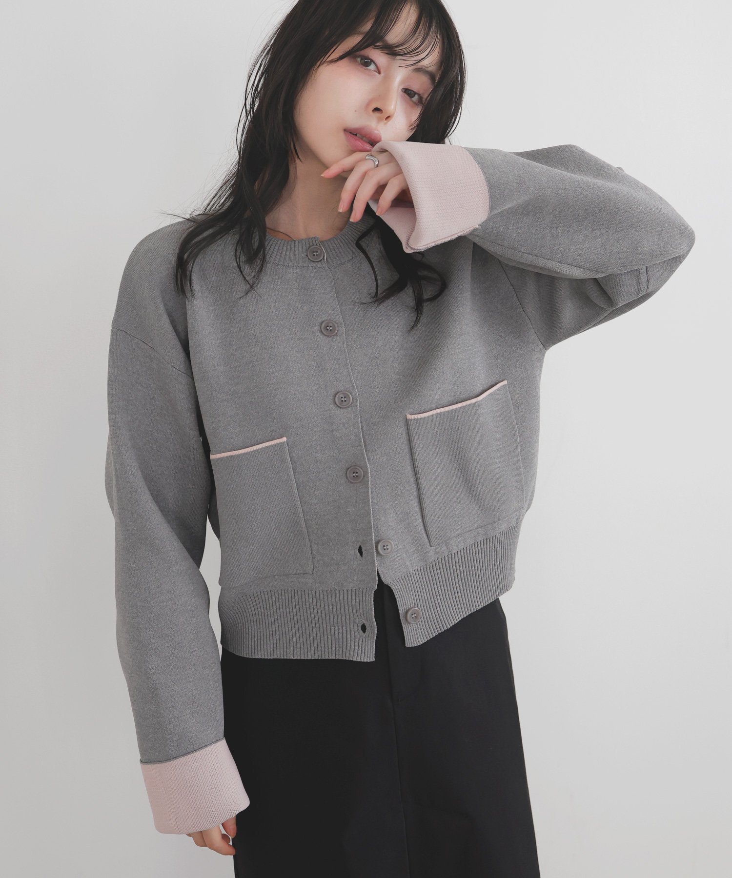 LIAN｜バイカラーニットカーディガン | Rakuten Fashion(楽天