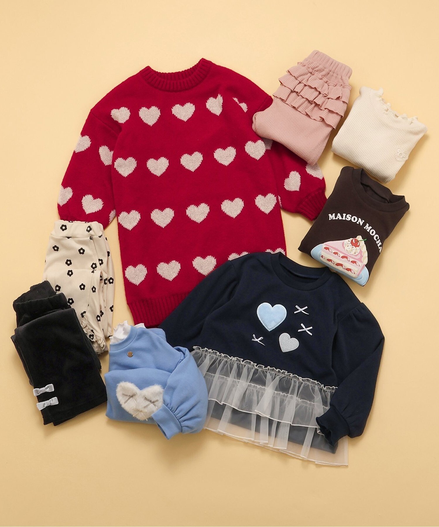 F.O.Online Store｜WEB限定 フラワー・ハートニットワンピース